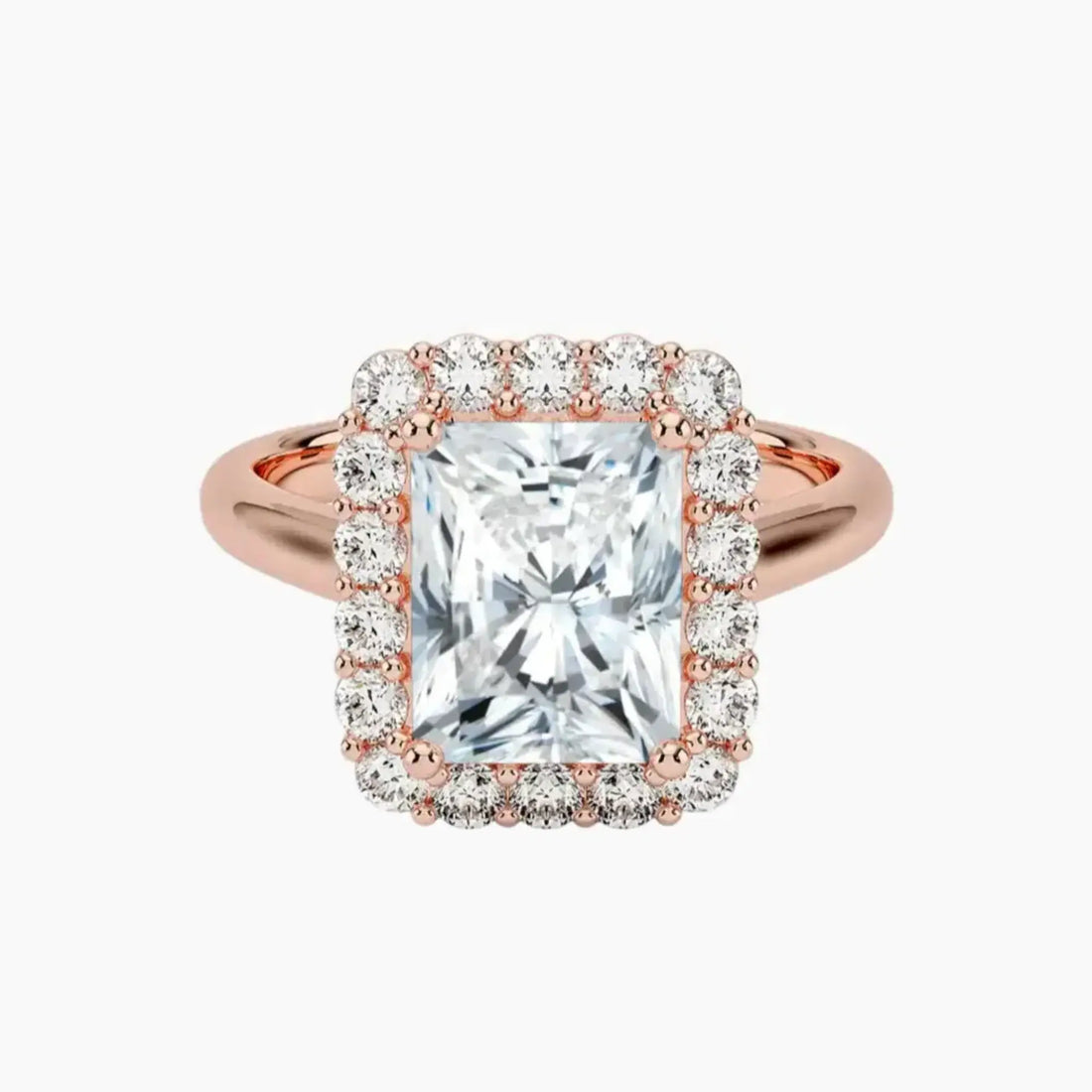Fiora Radiant Designer 1.5 Carat Lab Grown Diamond Engagement Ring in 14K Rose Gold