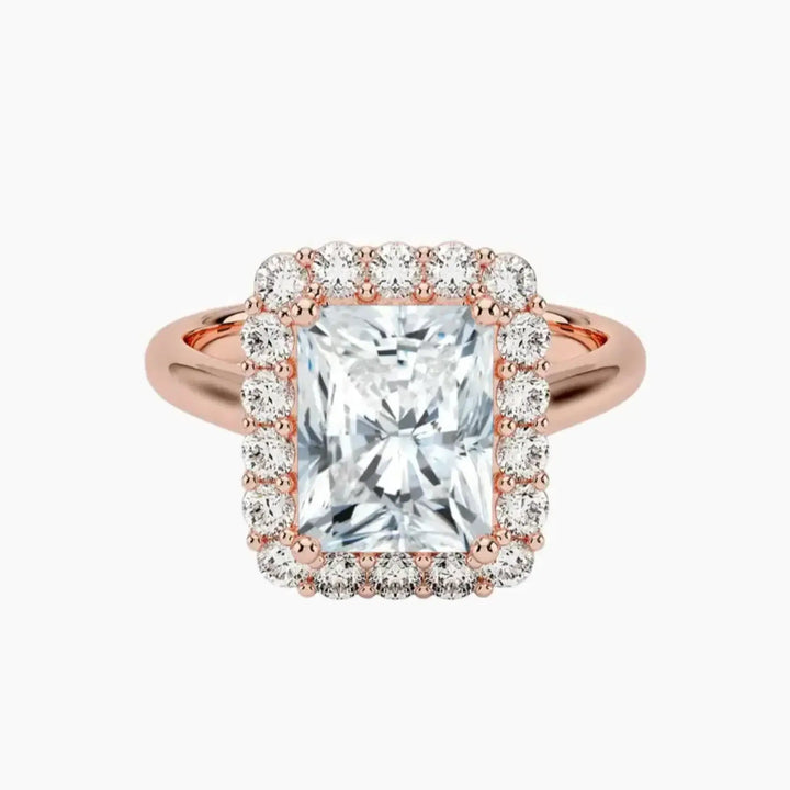Fiora Radiant Designer 2 Carat Lab Grown Diamond Engagement Ring in 14K Rose Gold