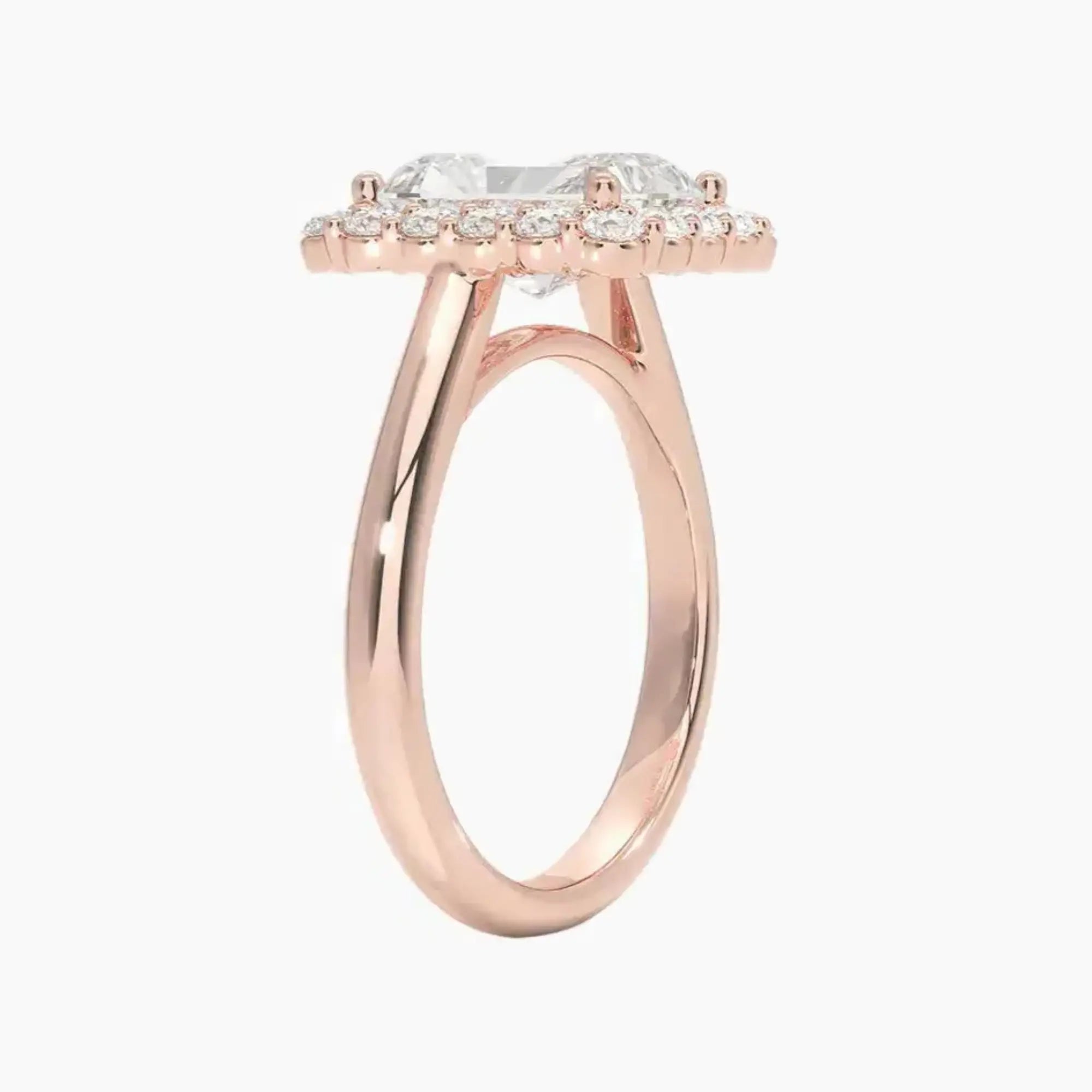 Fiora Radiant Designer 1.5 Carat Lab Grown Diamond Engagement Ring in 14K Rose Gold