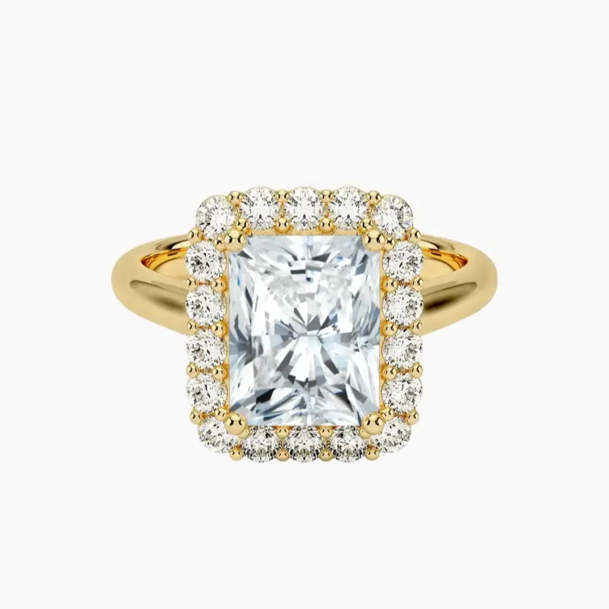 Fiora Radiant Designer 1 Carat Lab Grown Diamond Engagement Ring in 14K Yellow Gold