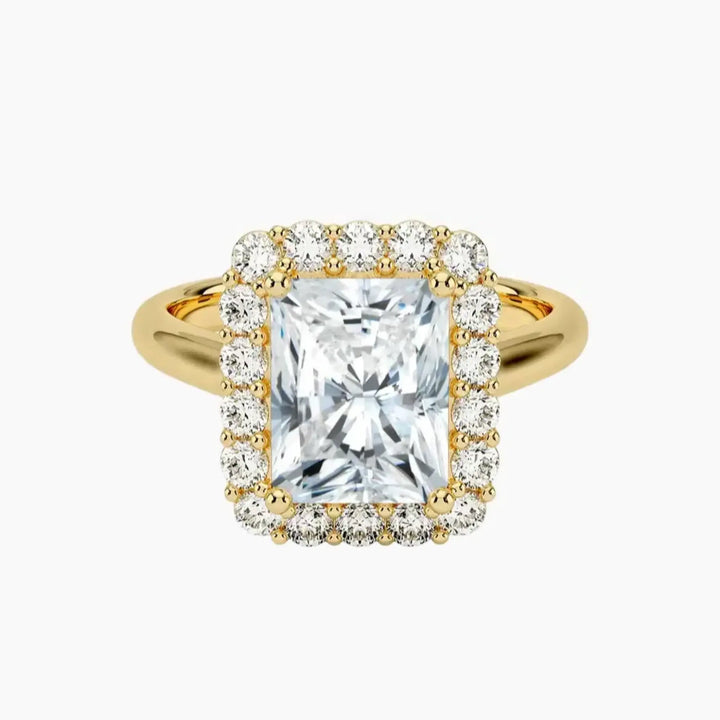 Fiora Radiant Designer 2.5 Carat Lab Grown Diamond Engagement Ring in 18K Yellow Gold