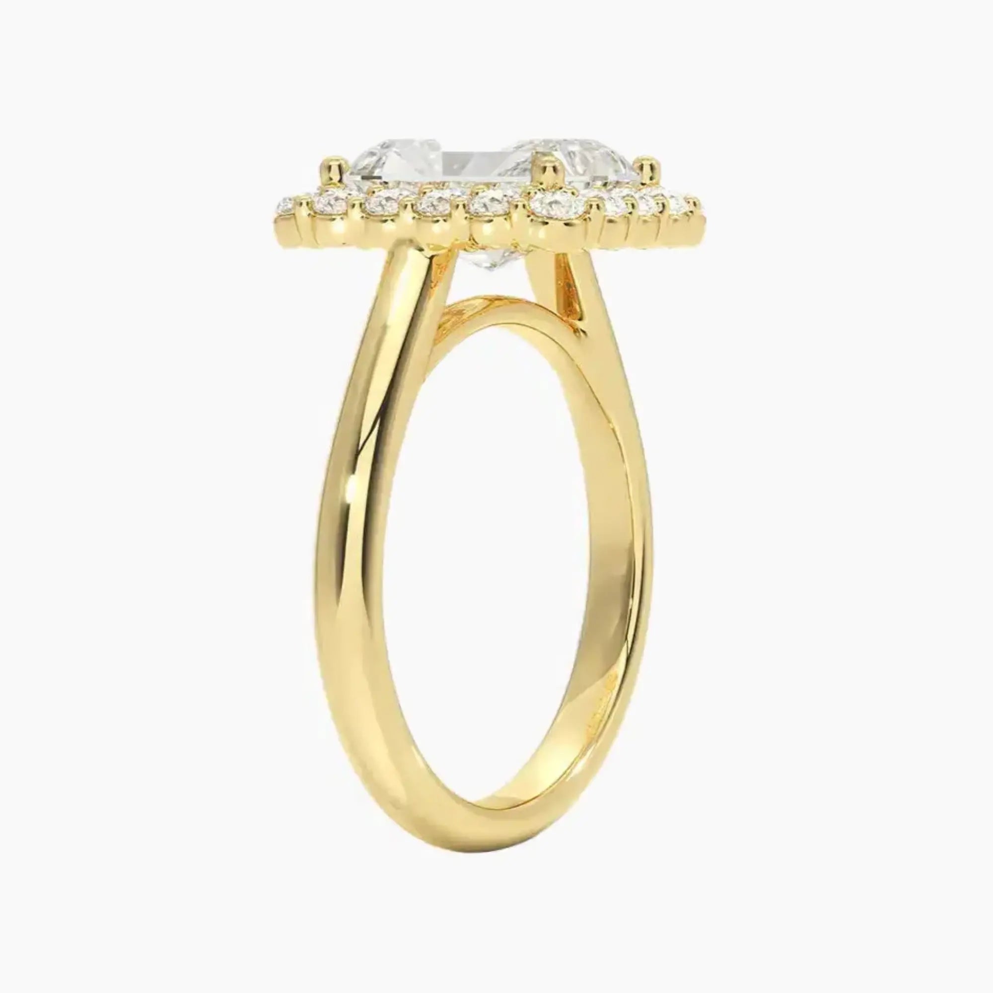 Fiora Radiant Designer Diamond Ring Setting in 18K Yellow Gold