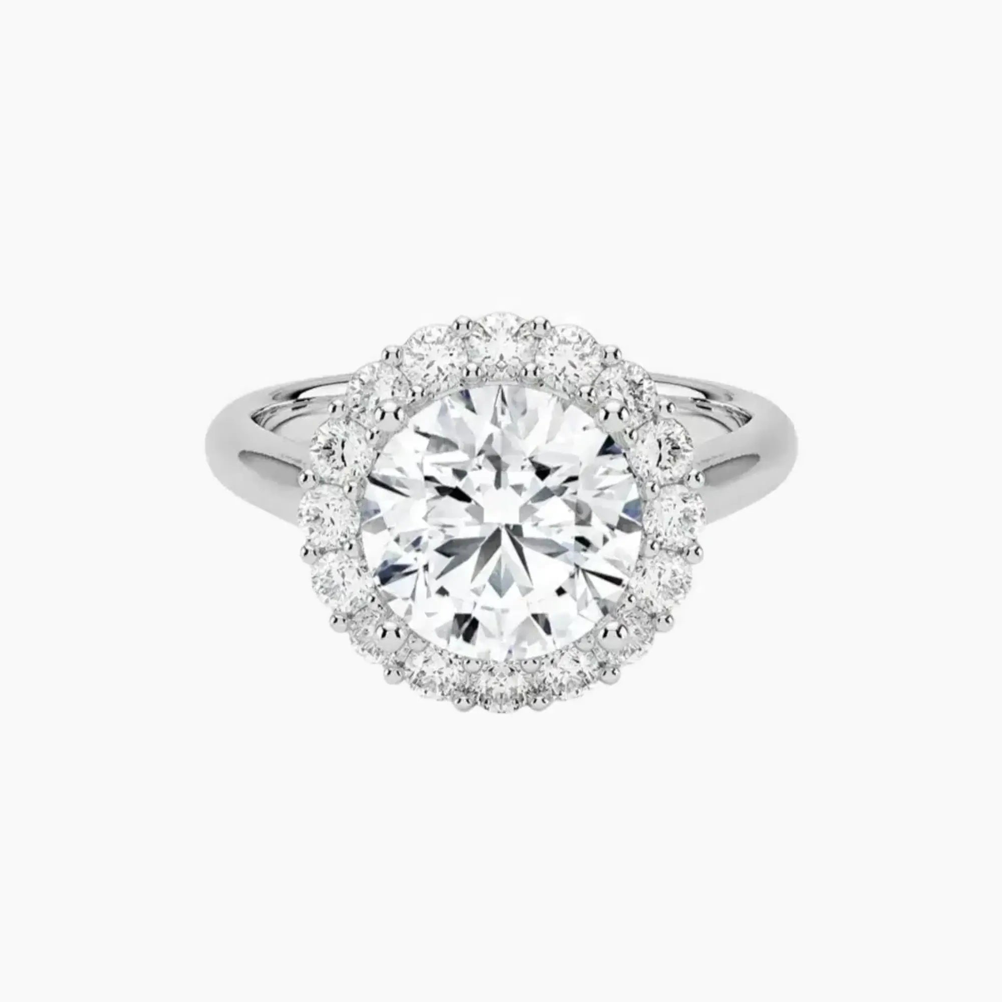 Fiora Round Designer Diamond Ring Setting in 14K White Gold