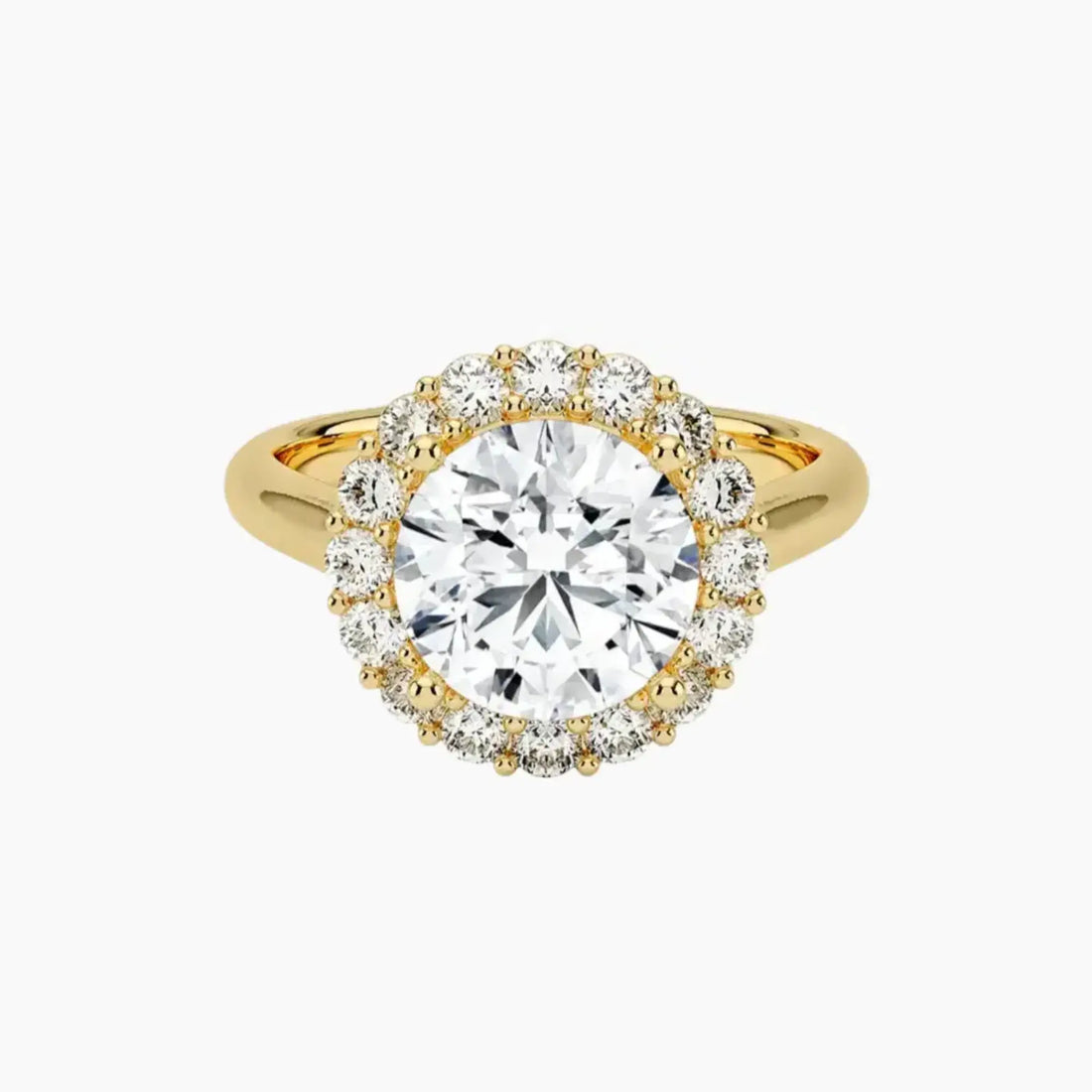 Fiora Round Designer 3 Carat Lab Grown Diamond Engagement Ring in 18K Yellow Gold