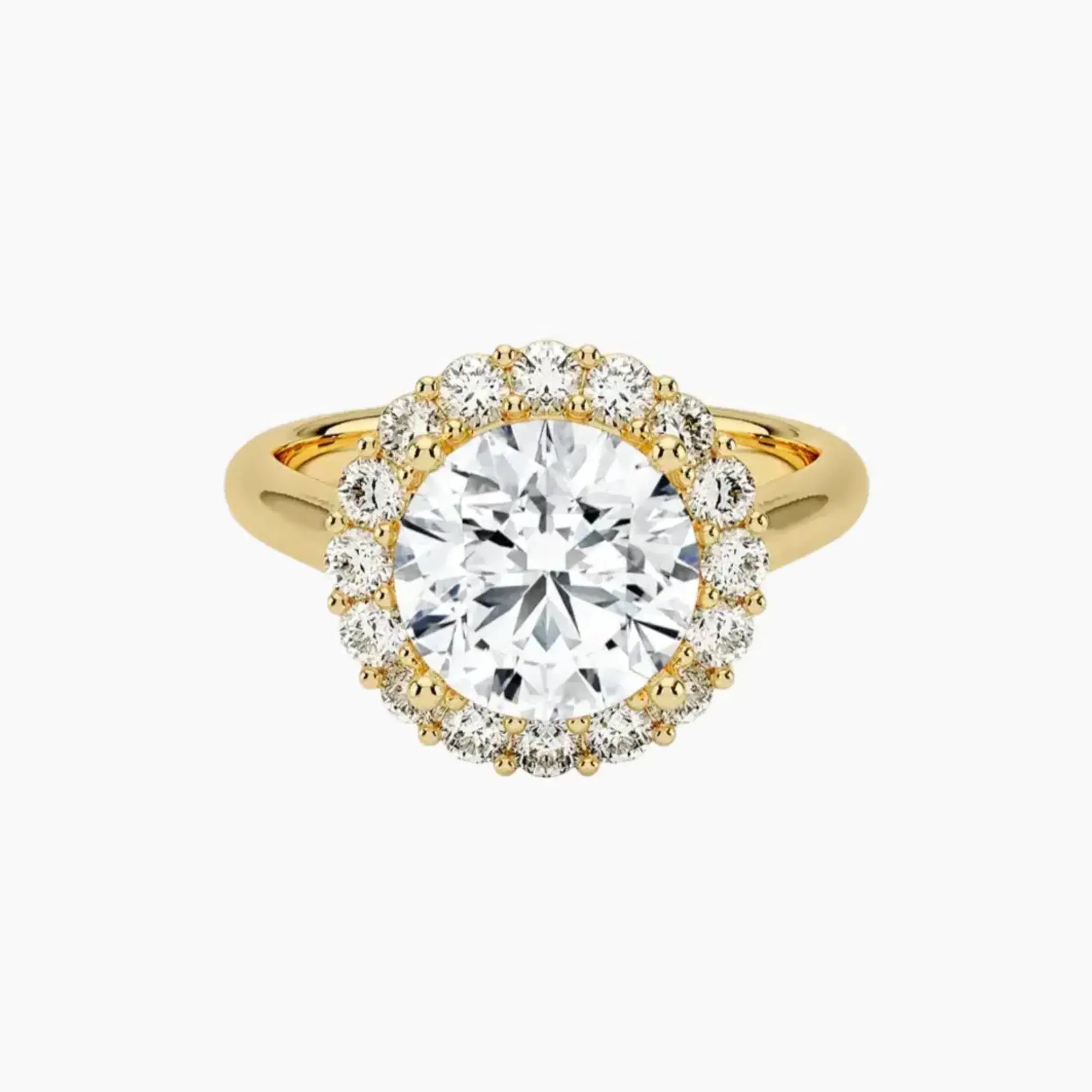 Fiora Round Designer 2 Carat Lab Grown Diamond Engagement Ring in 14K Yellow Gold