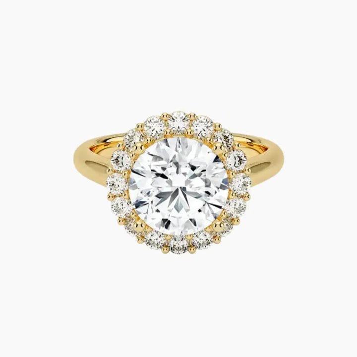 Fiora Round Designer 1.5 Carat Lab Grown Diamond Engagement Ring in 18K Yellow Gold