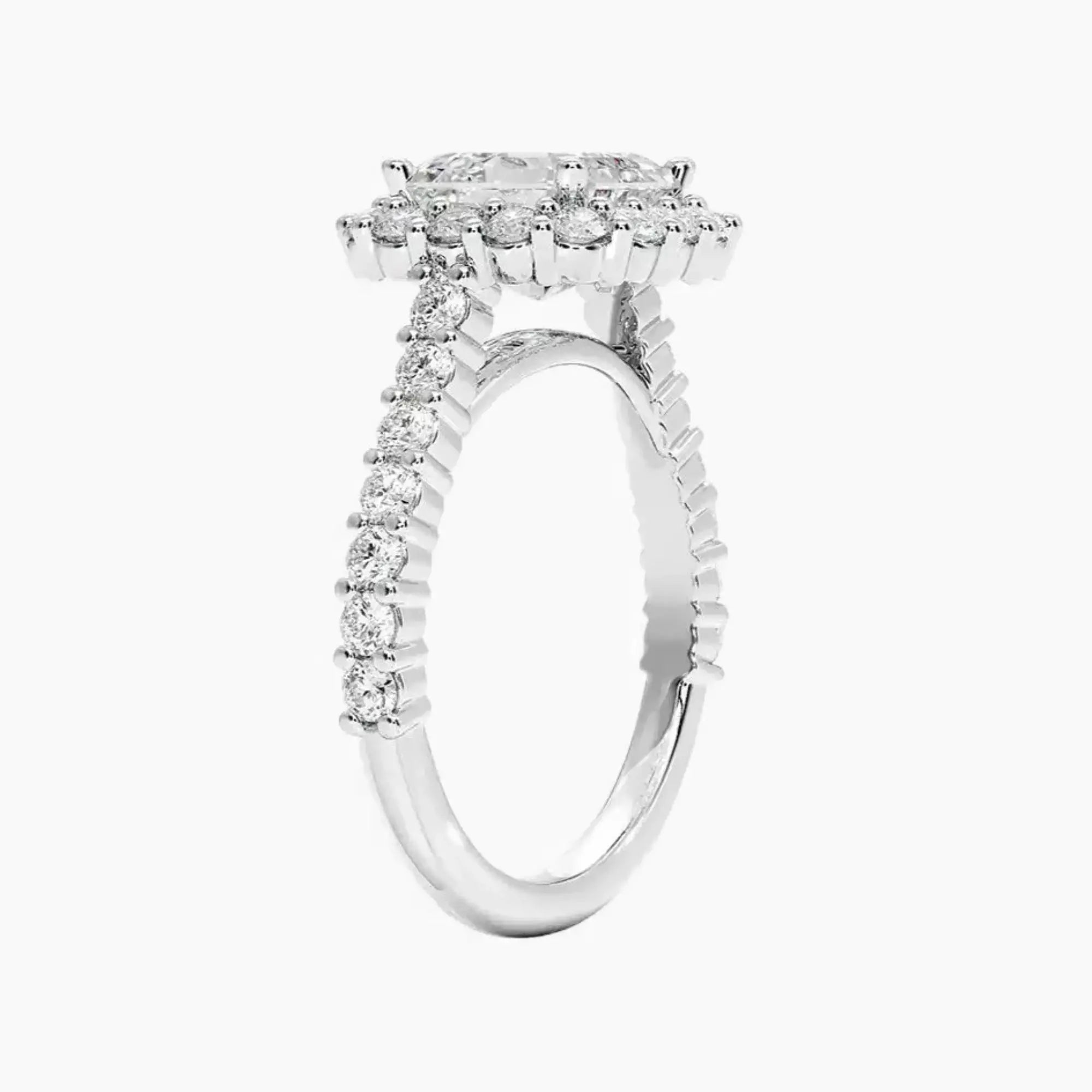 Fiora Pave Asscher Designer 1 Carat Lab Grown Diamond Engagement Ring in 14K Rose Gold