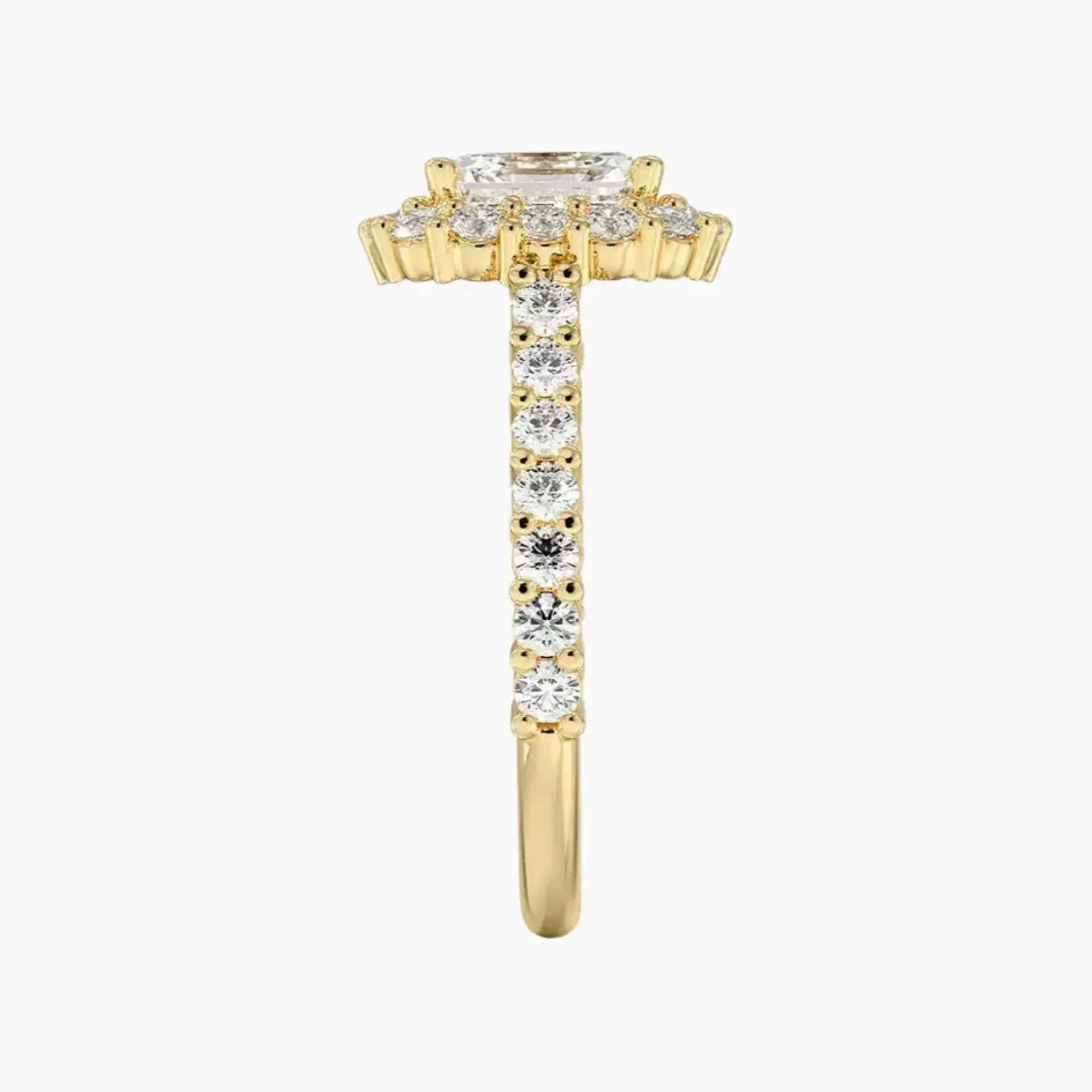 Fiora Pave Asscher Designer 2.5 Carat Lab Grown Diamond Engagement Ring in 18K Rose Gold