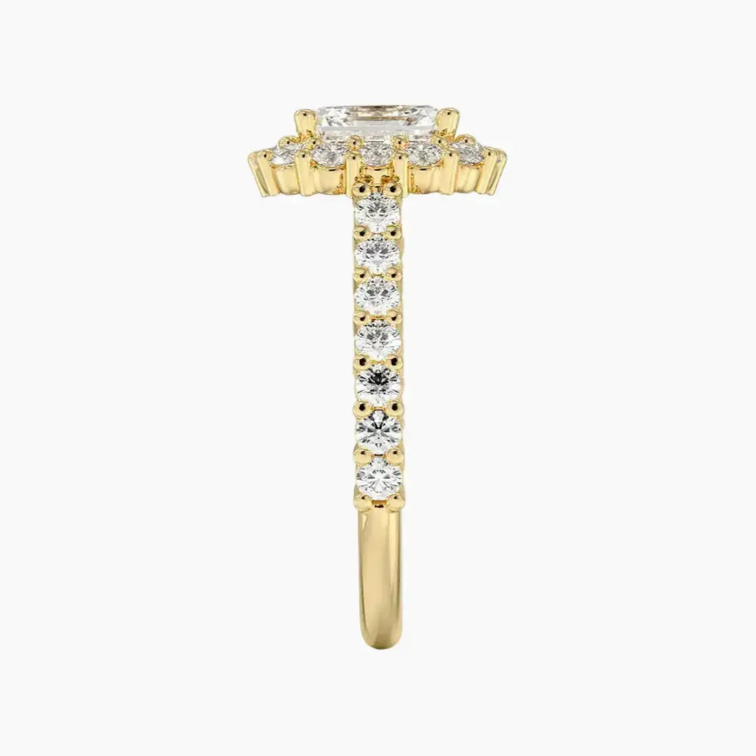 Fiora Pave Asscher Designer 2.5 Carat Lab Grown Diamond Engagement Ring in 18K Rose Gold