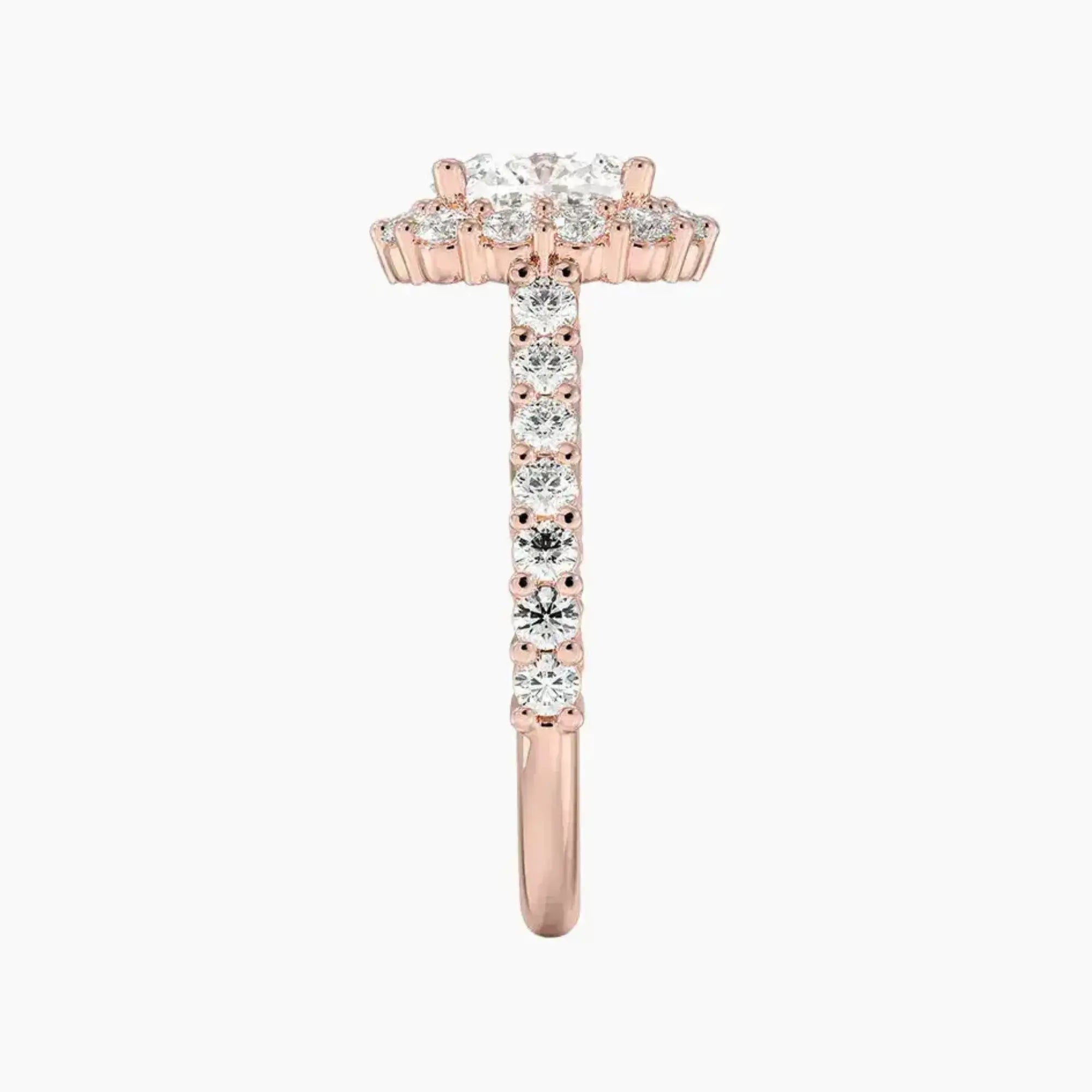 Fiora Pave Cushion Designer 1.5 Carat Lab Grown Diamond Engagement Ring in 18K Yellow Gold