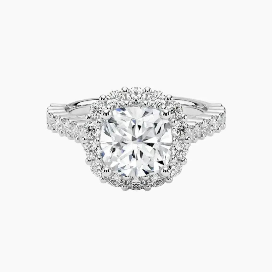 Fiora Pave Cushion Designer 2.5 Carat Lab Grown Diamond Engagement Ring in 14K Rose Gold