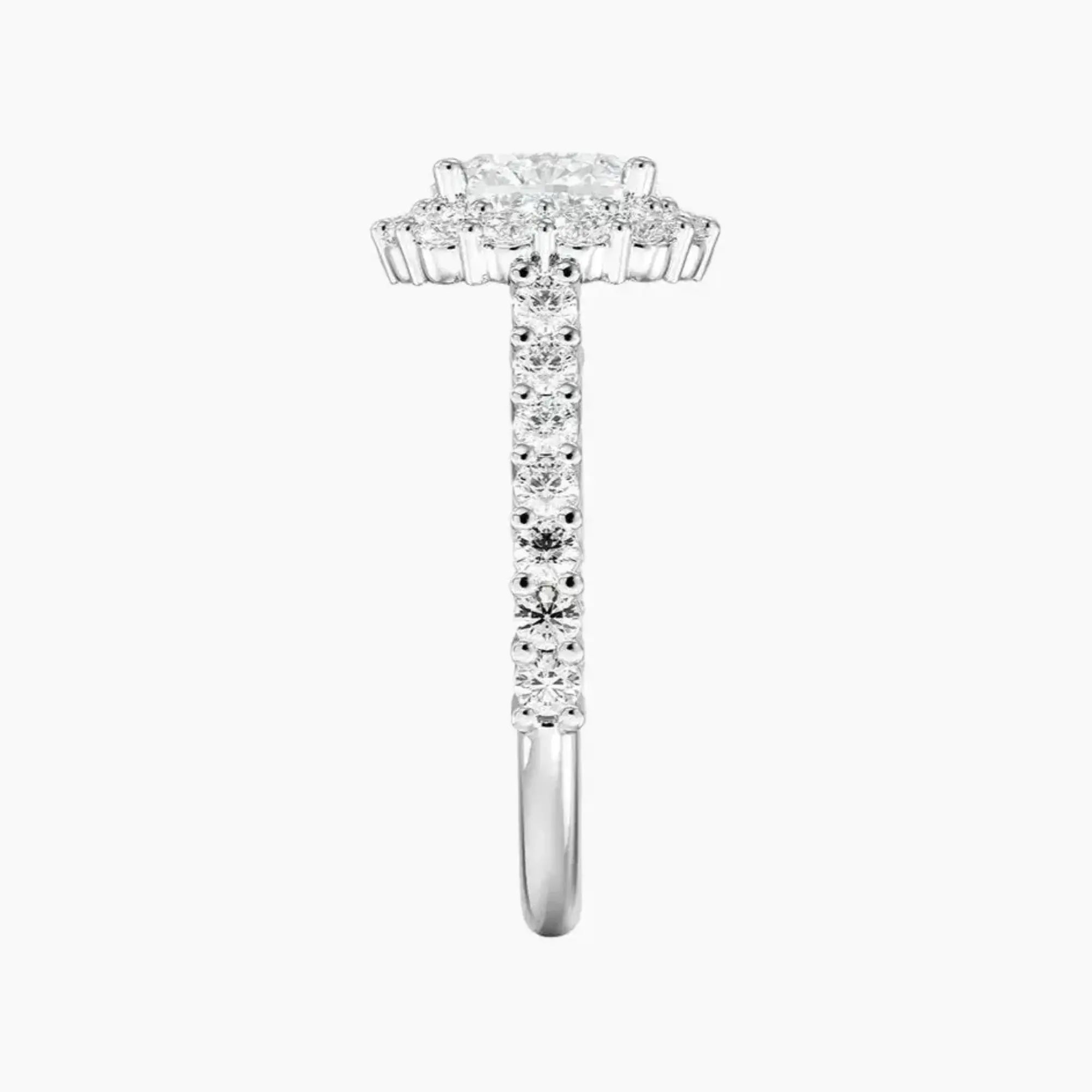 Fiora Pave Cushion Designer 2 Carat Lab Grown Diamond Engagement Ring in 14K Yellow Gold