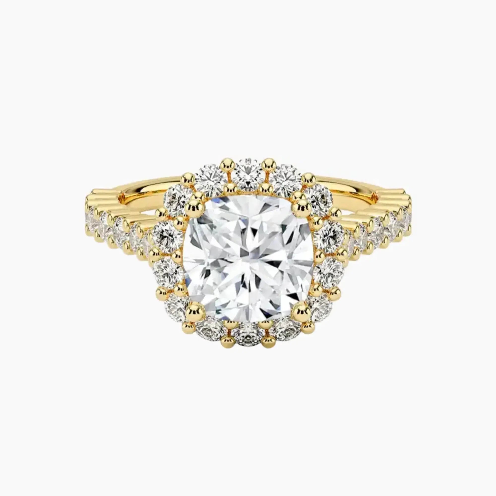 Fiora Pave Cushion Designer 2.5 Carat Lab Grown Diamond Engagement Ring in 14K Rose Gold