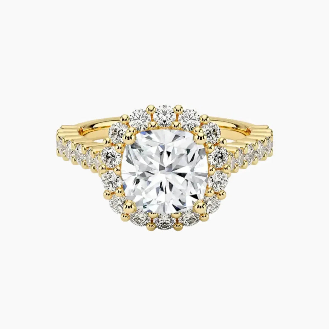 Fiora Pave Cushion Designer Diamond Ring Setting in 18K White Gold