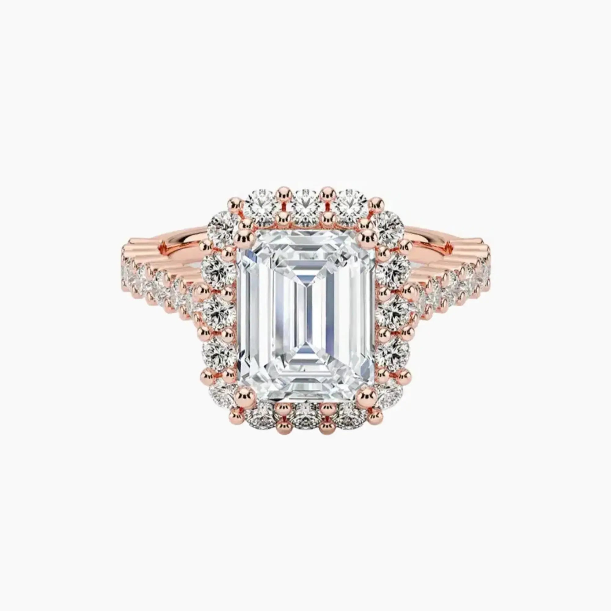 Fiora Pave Emerald Designer 2 Carat Lab Grown Diamond Engagement Ring in 14K Yellow Gold