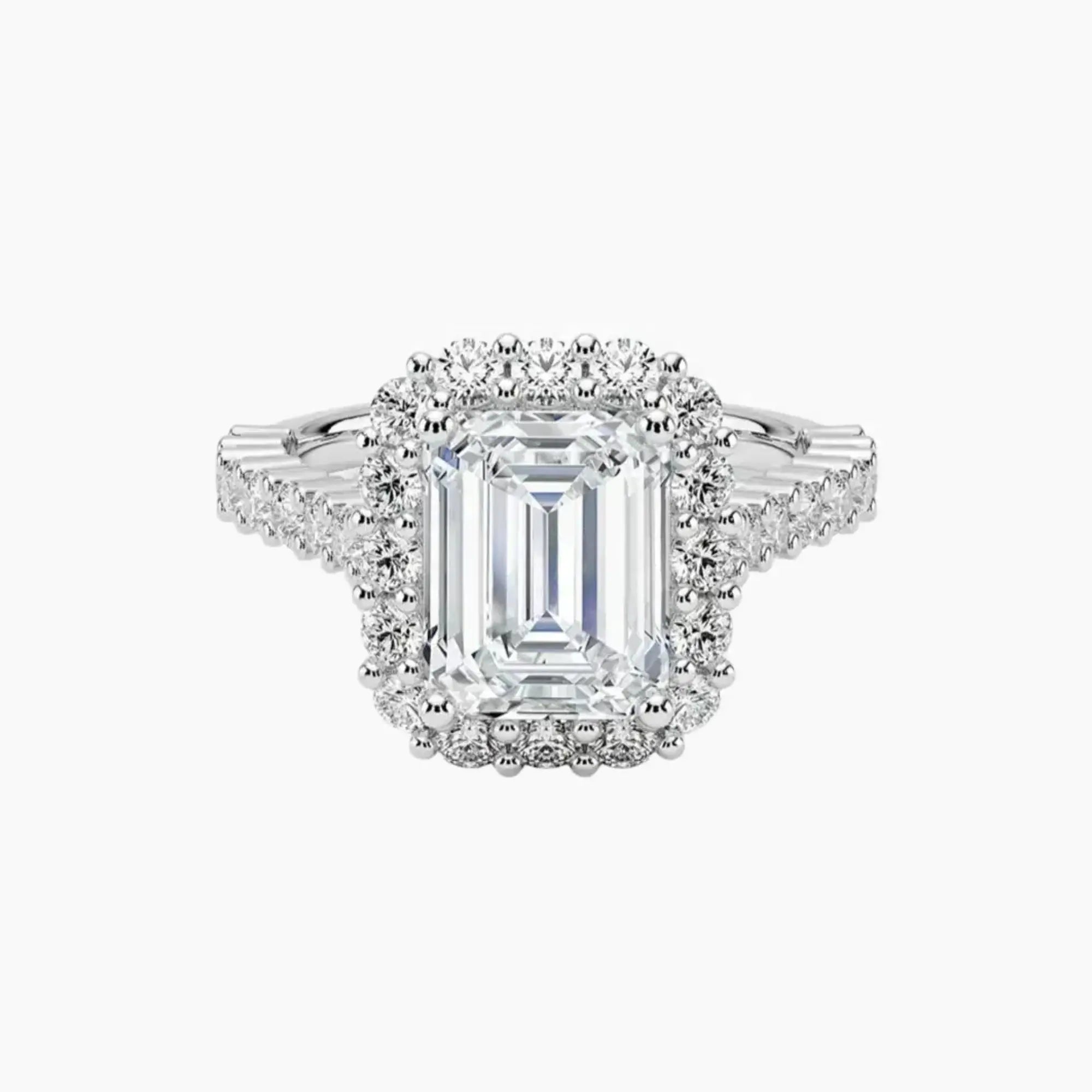 Fiora Pave Emerald Designer 2 Carat Lab Grown Diamond Engagement Ring in 18K Yellow Gold