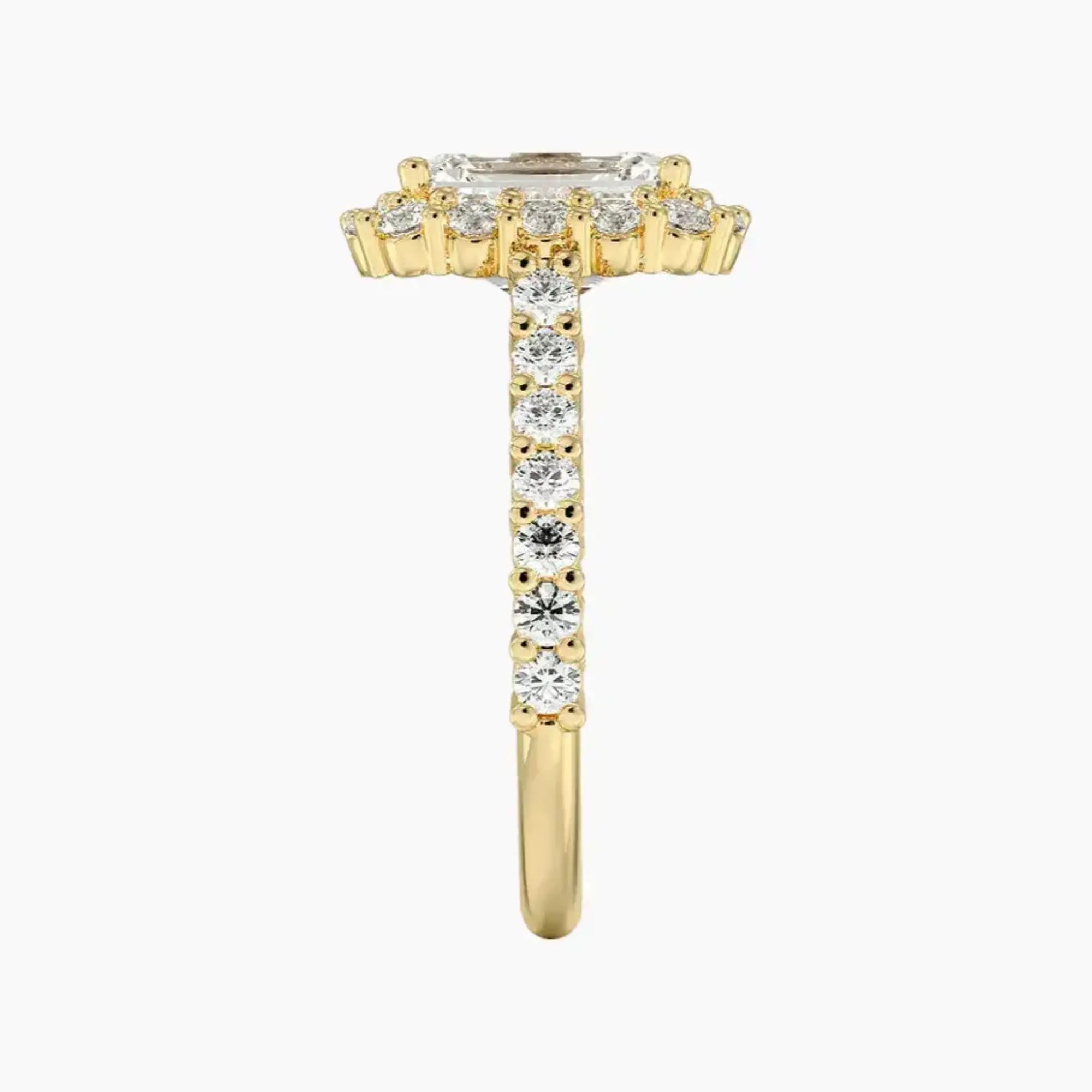 Fiora Pave Emerald Designer Diamond Ring Setting in 14K Yellow Gold