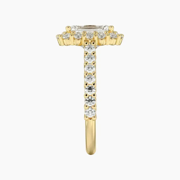 Fiora Pave Emerald Designer 2 Carat Lab Grown Diamond Engagement Ring in 14K Rose Gold