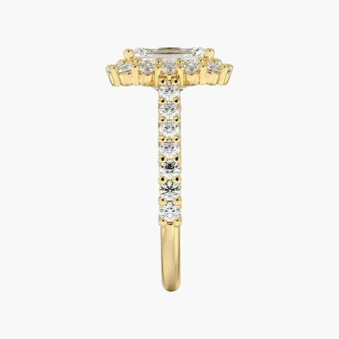 Fiora Pave Emerald Designer 2 Carat Lab Grown Diamond Engagement Ring in 14K Yellow Gold