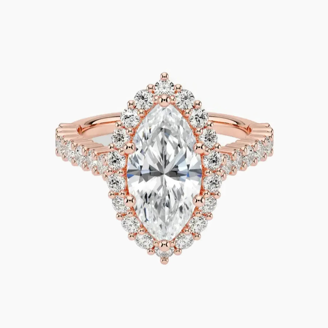 Fiora Pave Marquise Designer 1 Carat Lab Grown Diamond Engagement Ring in 18K White Gold