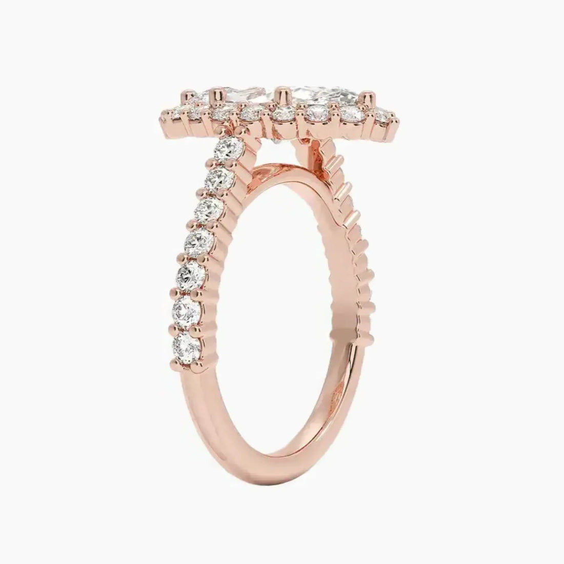 Fiora Pave Marquise Designer 2 Carat Lab Grown Diamond Engagement Ring in 18K Rose Gold