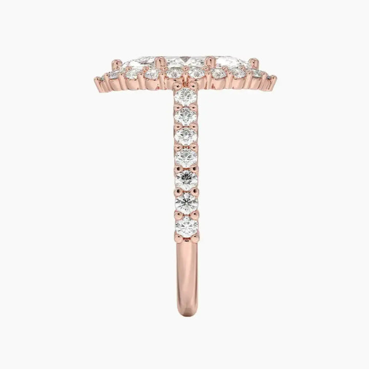 Fiora Pave Marquise Designer 3 Carat Lab Grown Diamond Engagement Ring in 18K White Gold