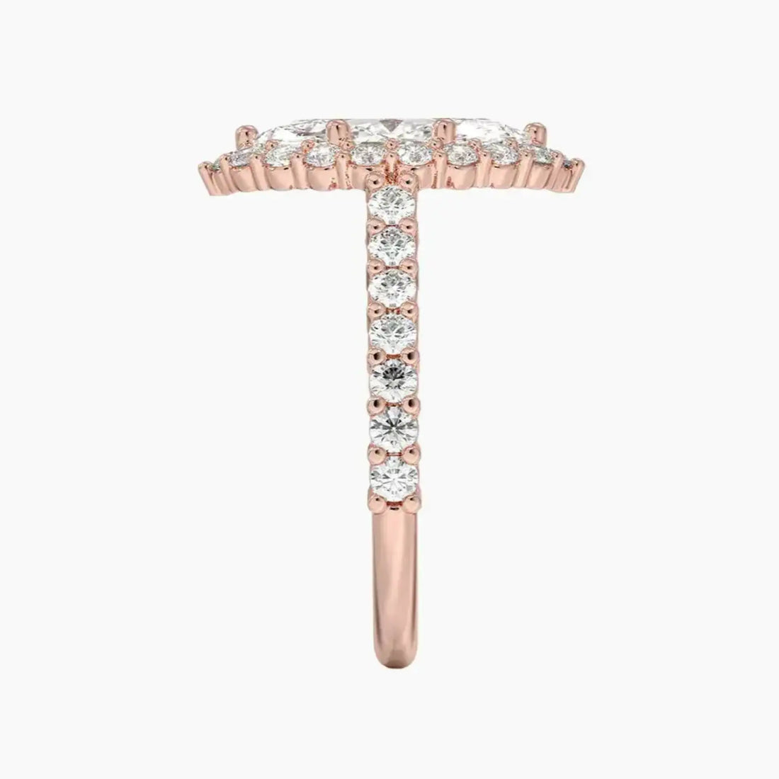 Fiora Pave Marquise Designer 3 Carat Lab Grown Diamond Engagement Ring in 18K Rose Gold
