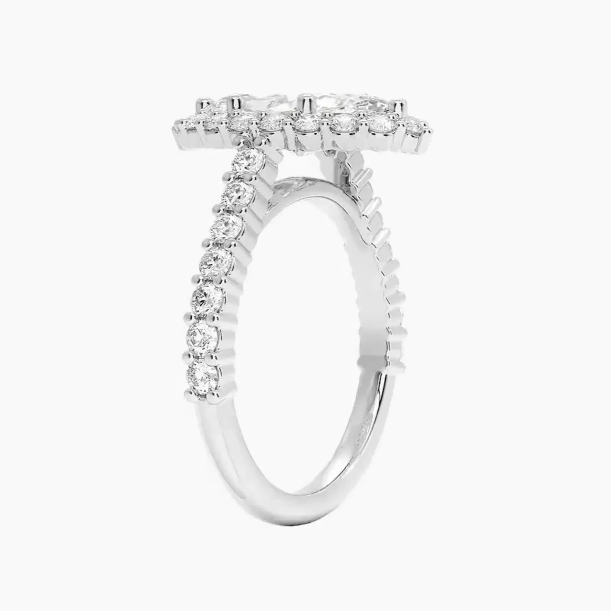 Fiora Pave Marquise Designer 1 Carat Lab Grown Diamond Engagement Ring in 14K Rose Gold