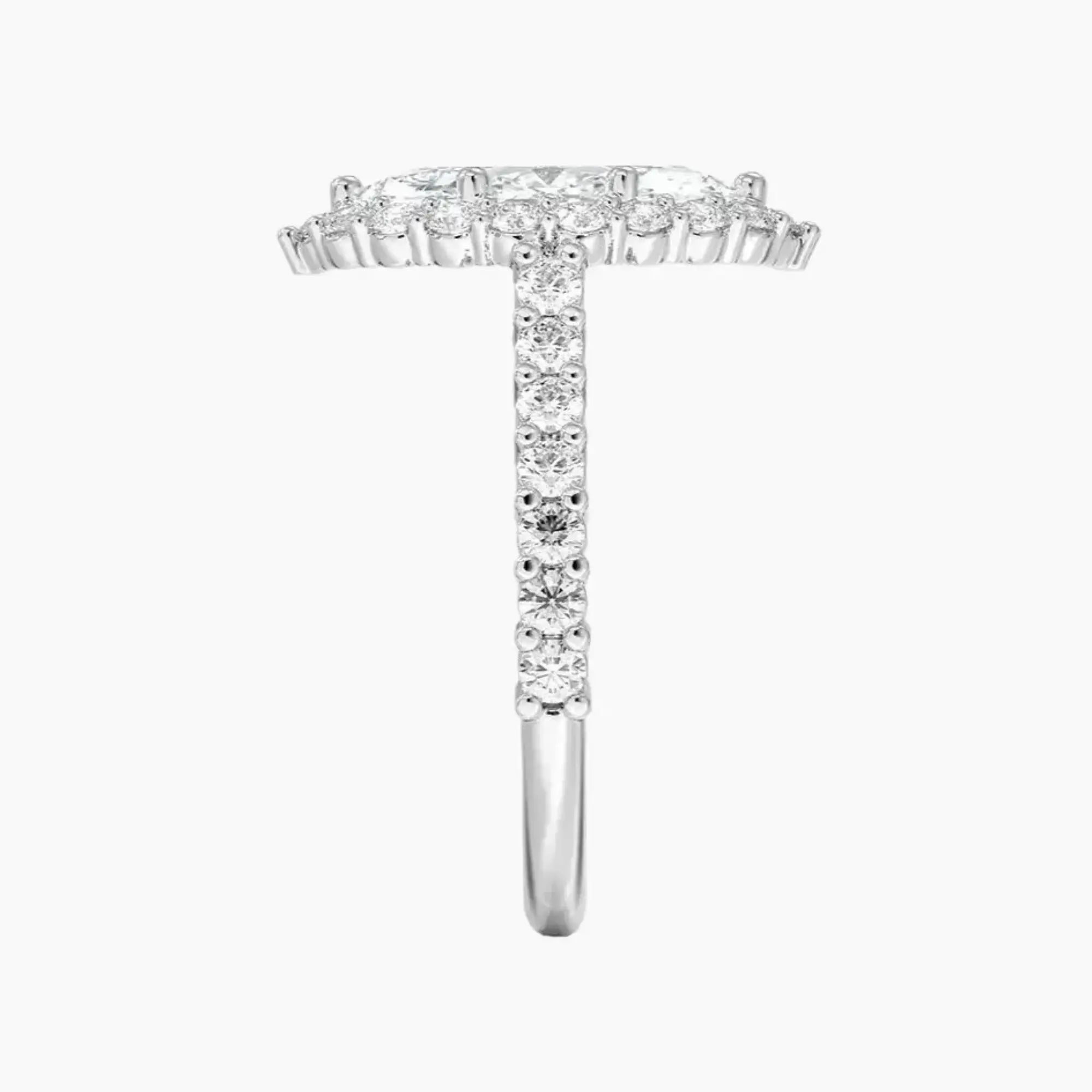 Fiora Pave Marquise Designer 1 Carat Lab Grown Diamond Engagement Ring in 14K White Gold