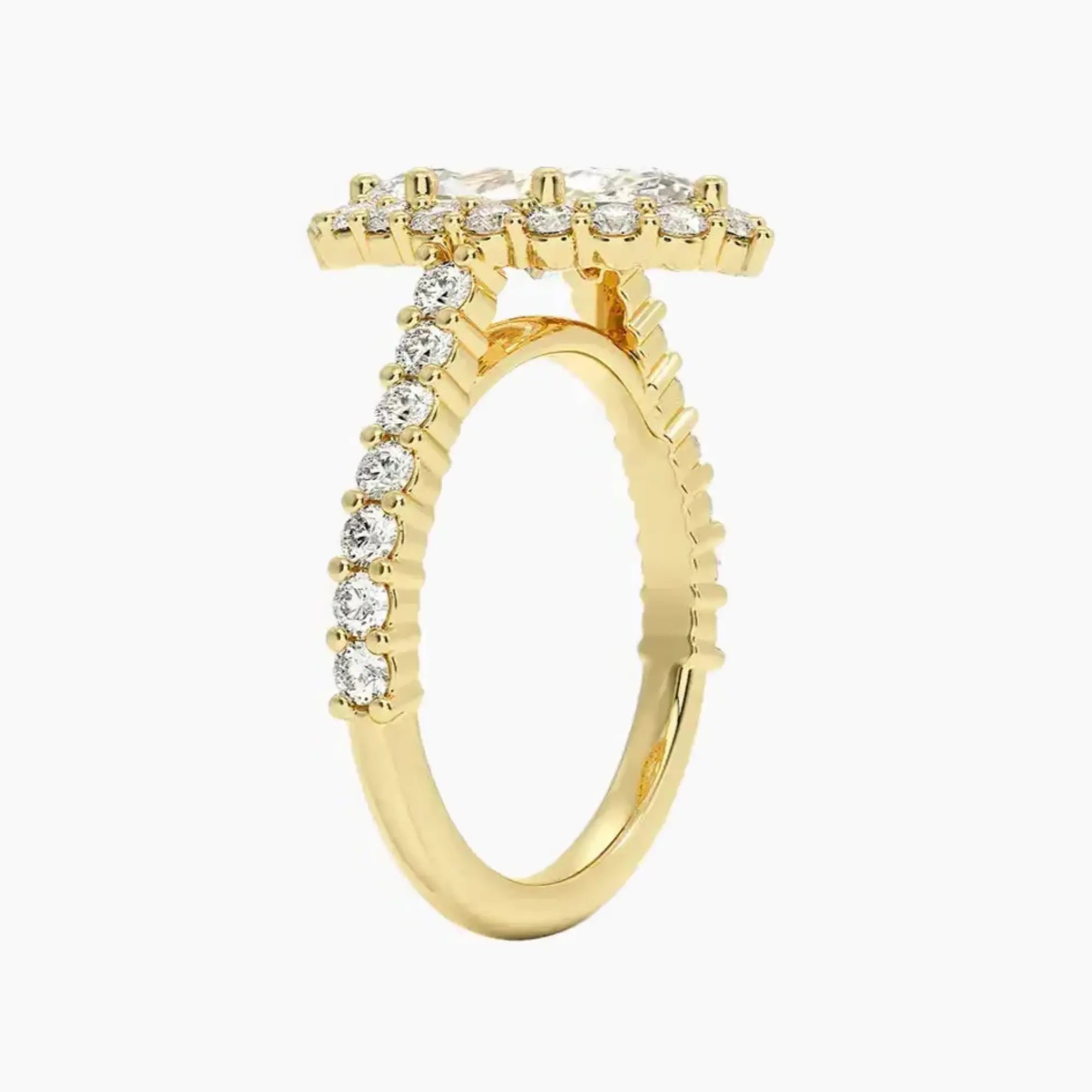 Fiora Pave Marquise Designer 2 Carat Lab Grown Diamond Engagement Ring in 14K Yellow Gold