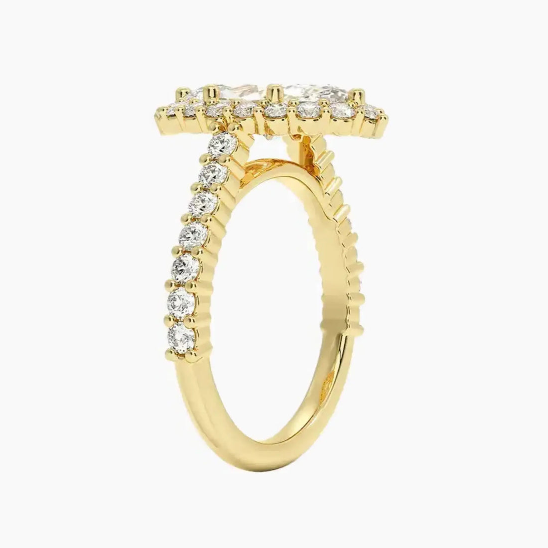 Fiora Pave Marquise Designer 2.5 Carat Lab Grown Diamond Engagement Ring in 14K Rose Gold