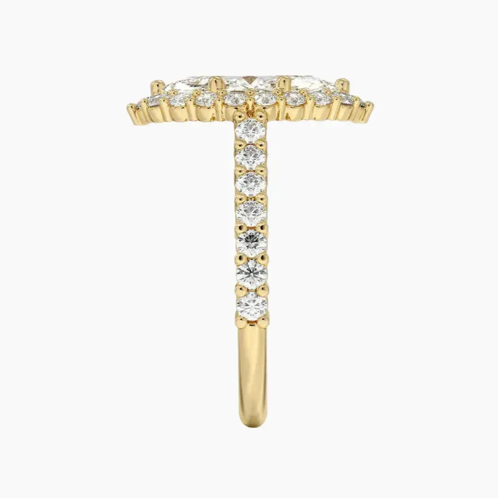 Fiora Pave Marquise Designer 2 Carat Lab Grown Diamond Engagement Ring in 18K White Gold
