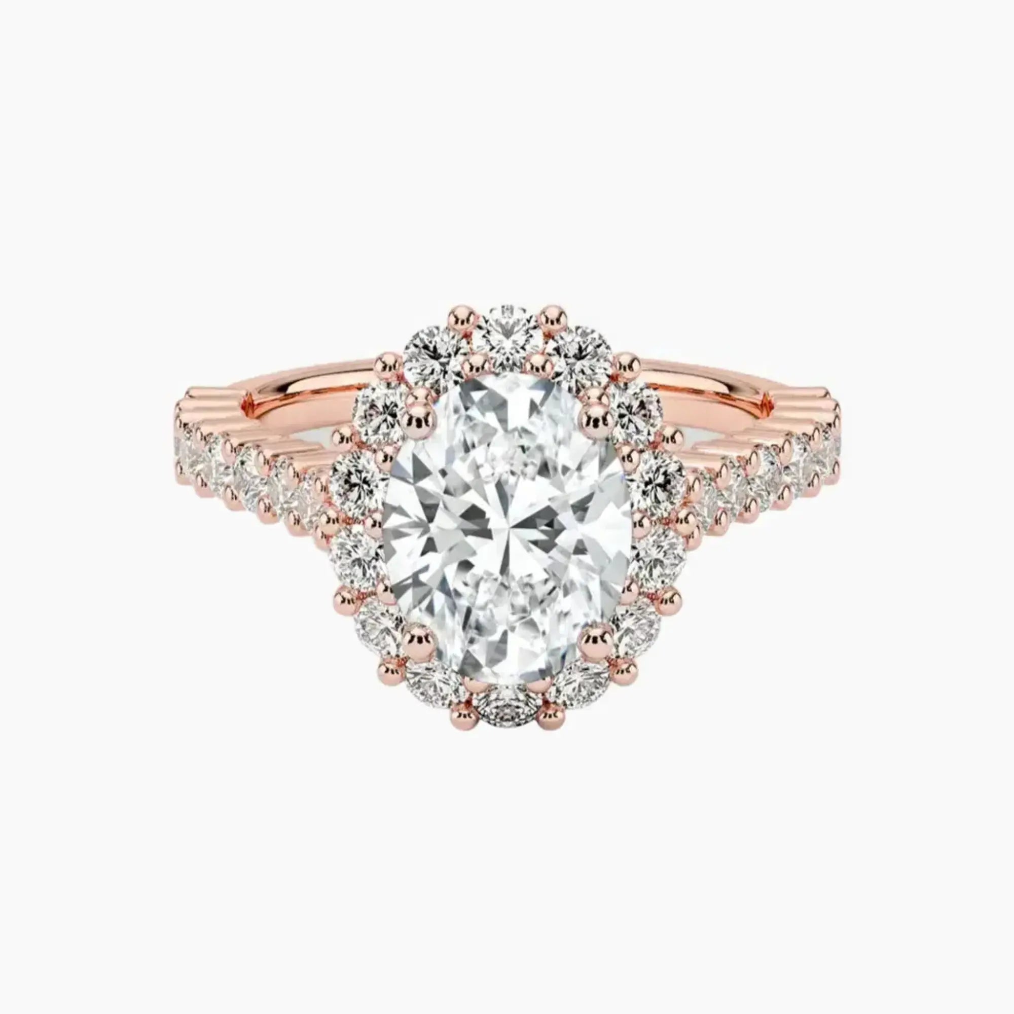 Fiora Pave Oval Designer Diamond Ring Setting in 14K White Gold