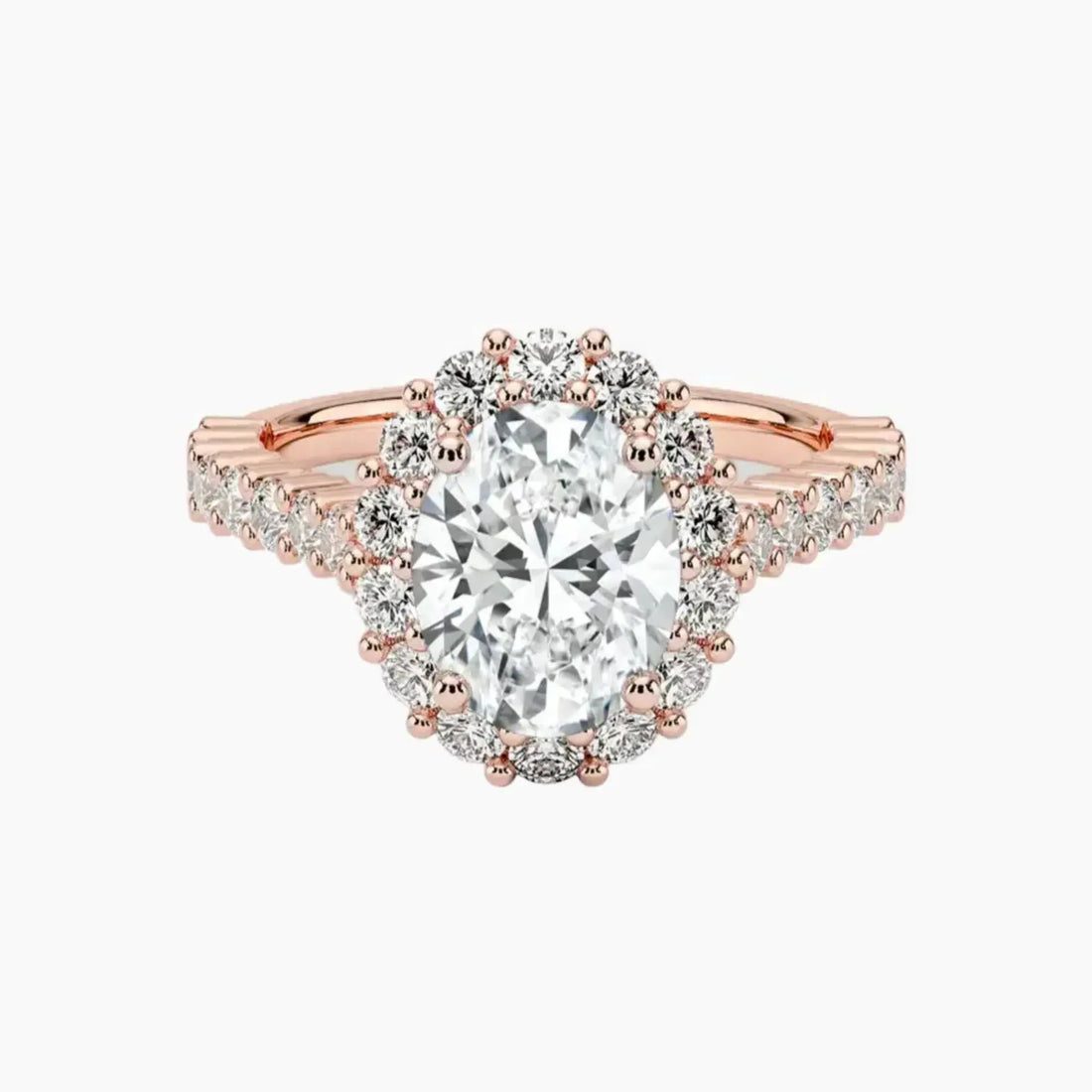 Fiora Pave Oval Designer Diamond Ring Setting in 14K White Gold
