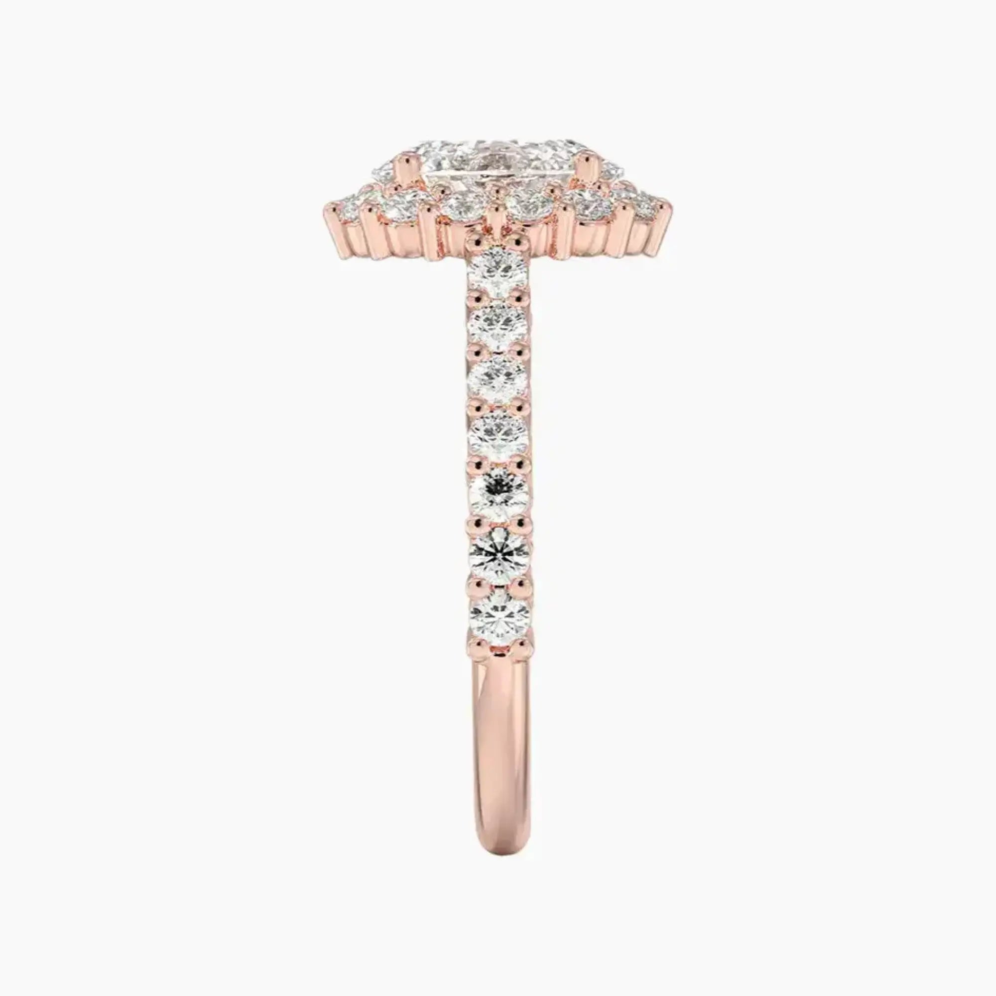 Fiora Pave Oval Designer 3 Carat Lab Grown Diamond Engagement Ring in 14K Rose Gold