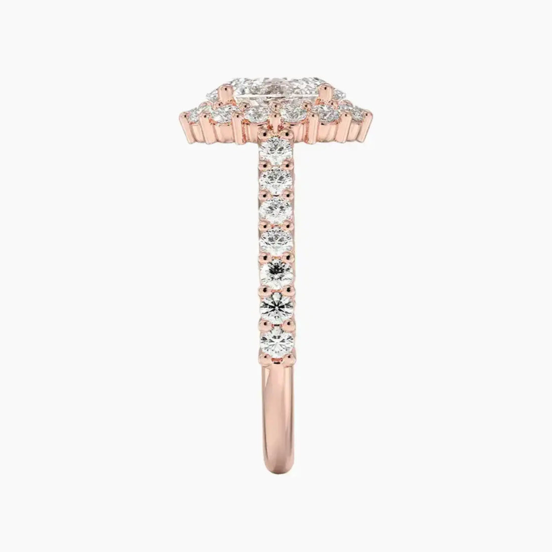 Fiora Pave Oval Designer Diamond Ring Setting in 14K Rose Gold