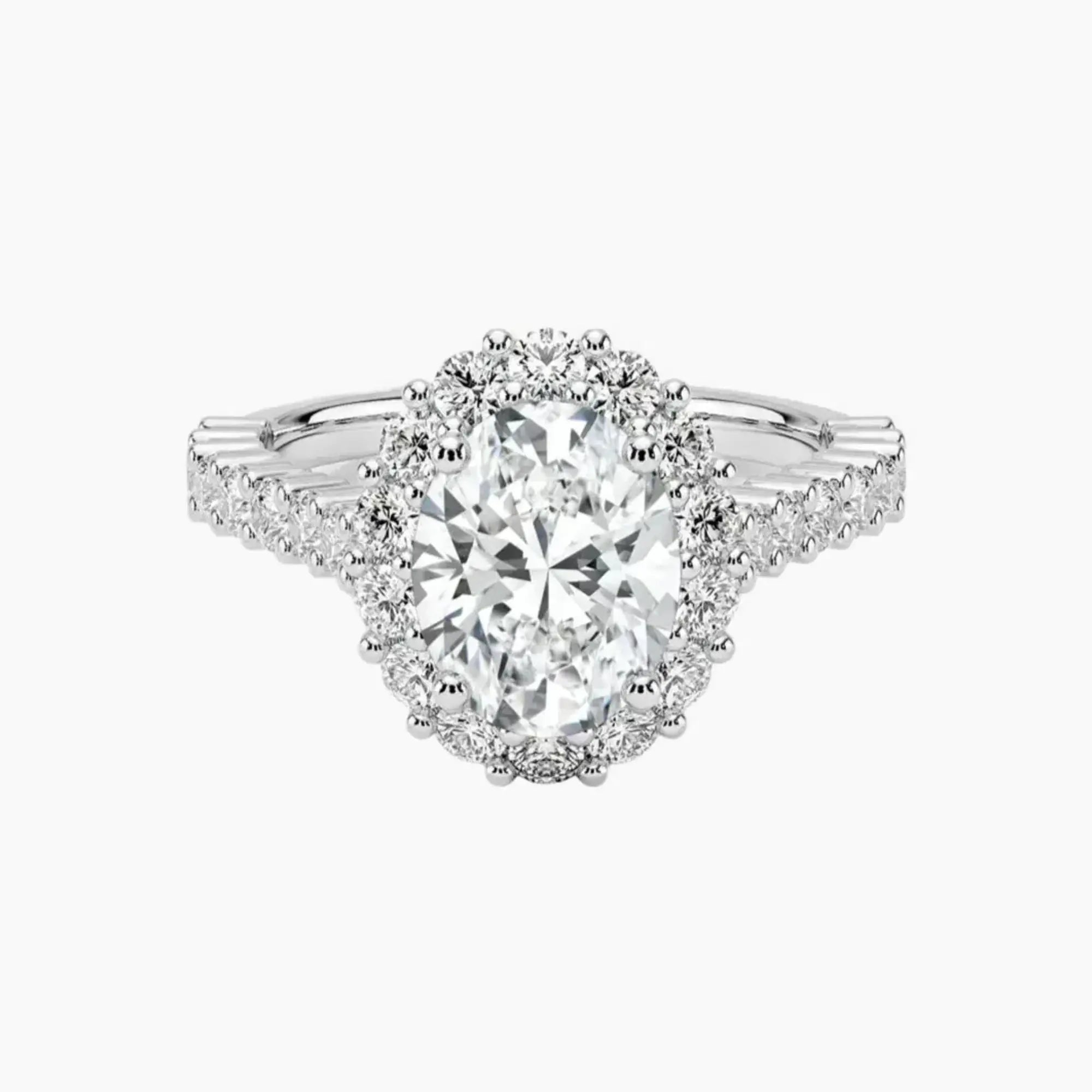 Fiora Pave Oval Designer Diamond Ring Setting in 14K White Gold