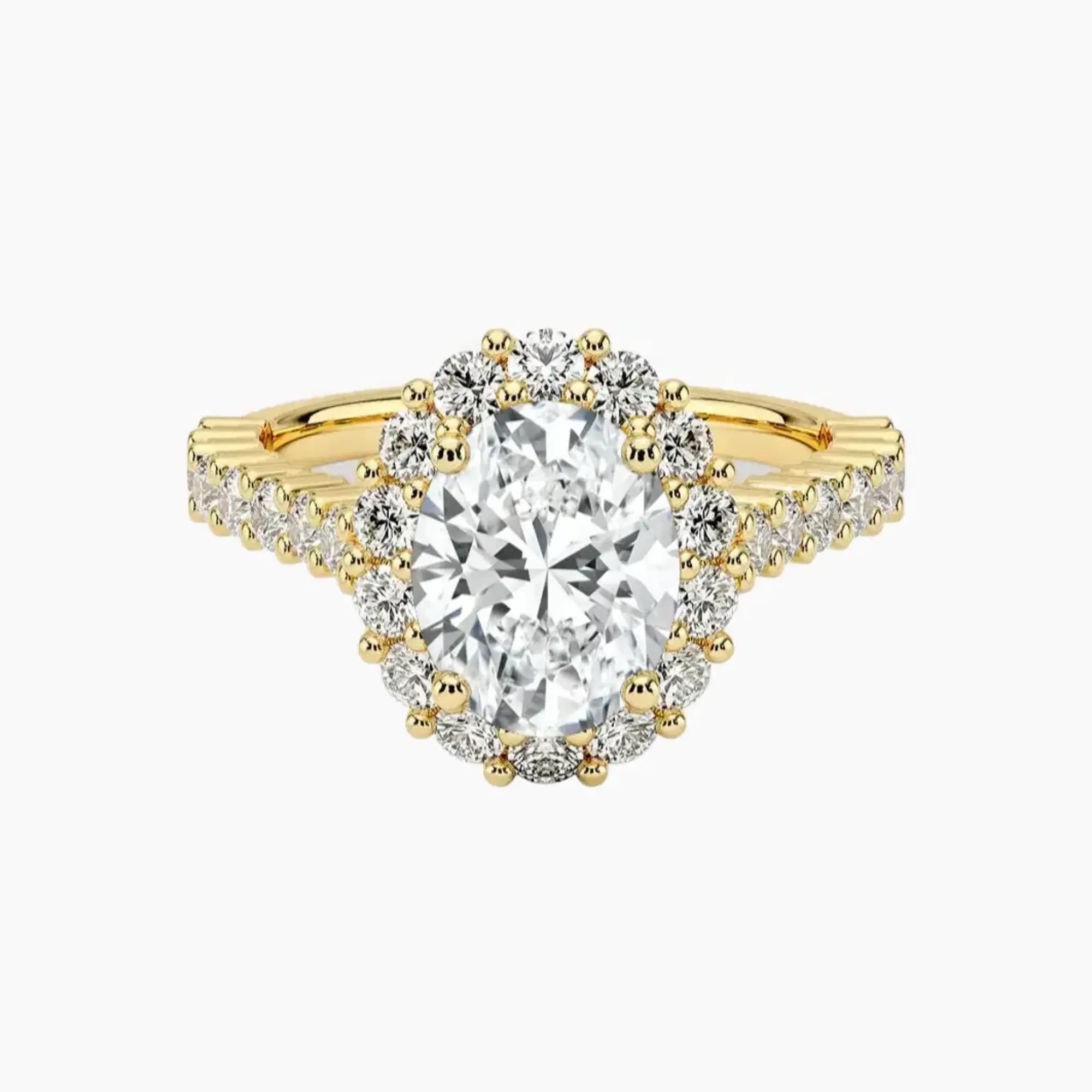 Fiora Pave Oval Designer Diamond Ring Setting in 14K White Gold
