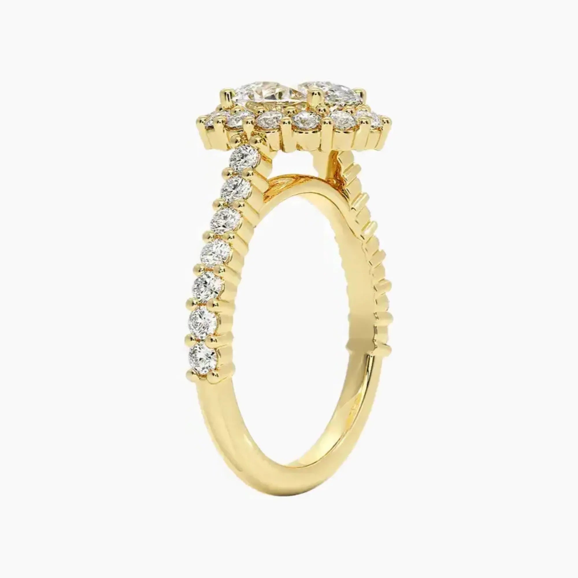 Fiora Pave Oval Designer 3 Carat Lab Grown Diamond Engagement Ring in 14K Yellow Gold