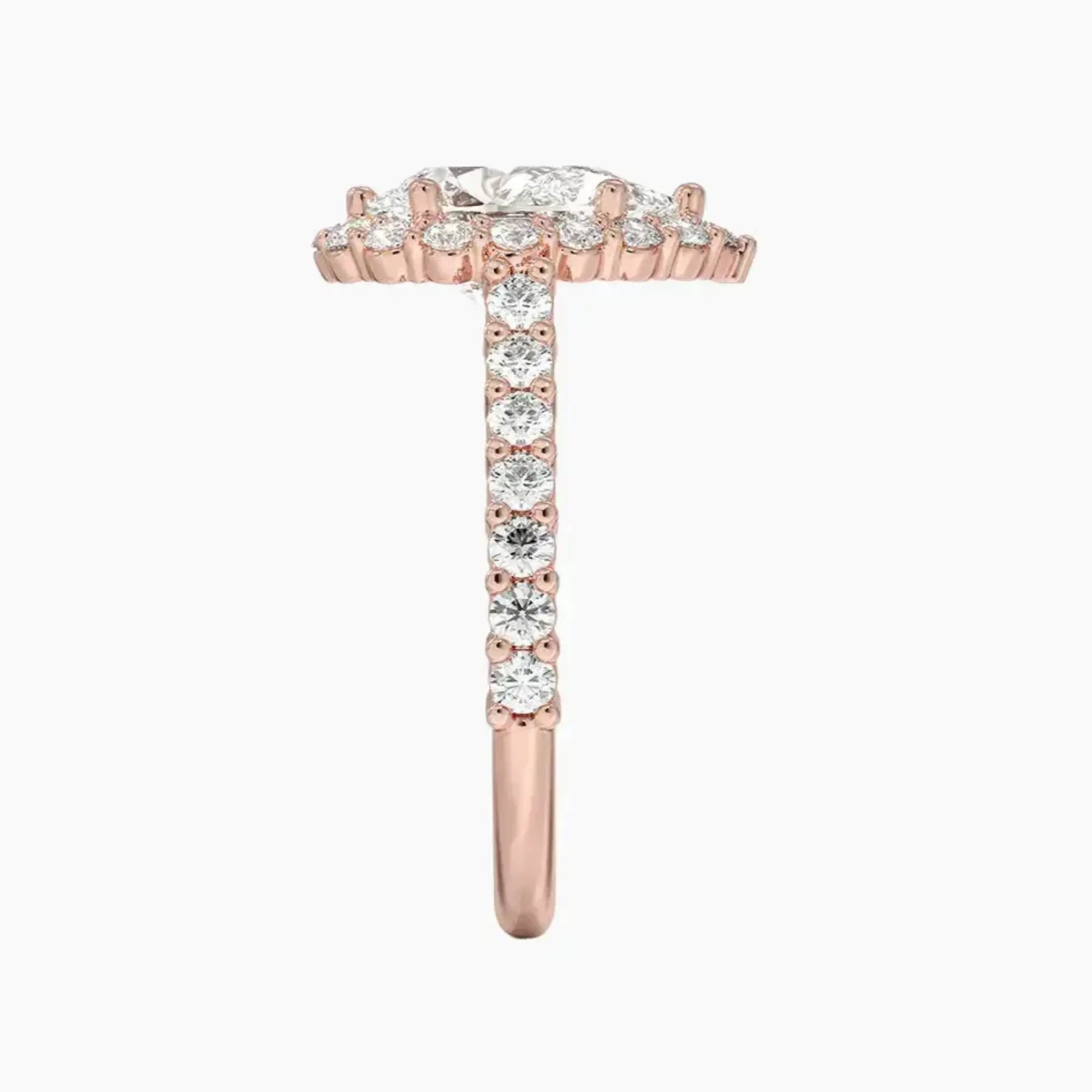 Fiora Pave Pear Designer Diamond Ring Setting in 18K White Gold