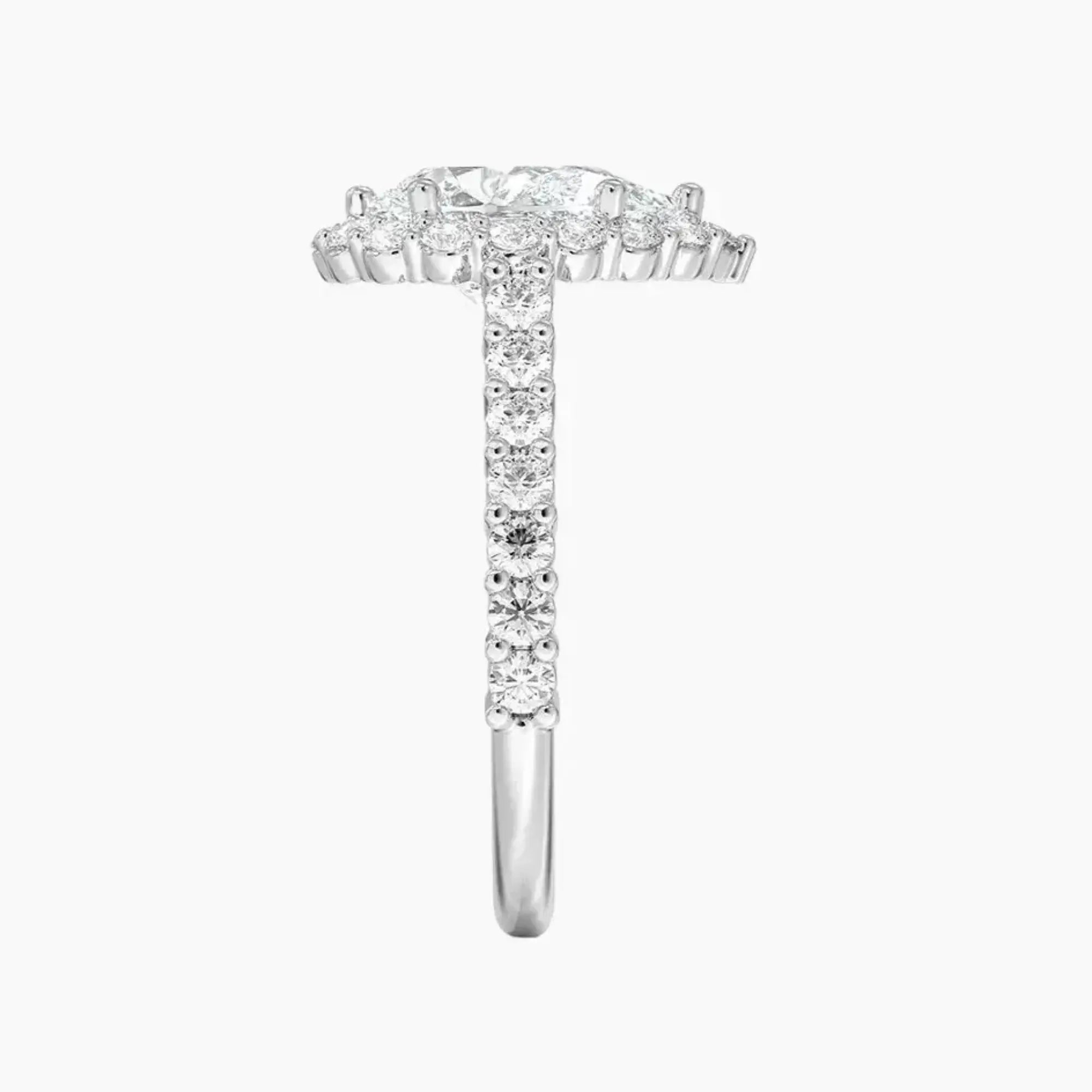 Fiora Pave Pear Designer 2 Carat Lab Grown Diamond Engagement Ring in 18K Yellow Gold
