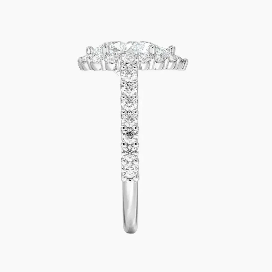 Fiora Pave Pear Designer 2 Carat Lab Grown Diamond Engagement Ring in 18K Yellow Gold