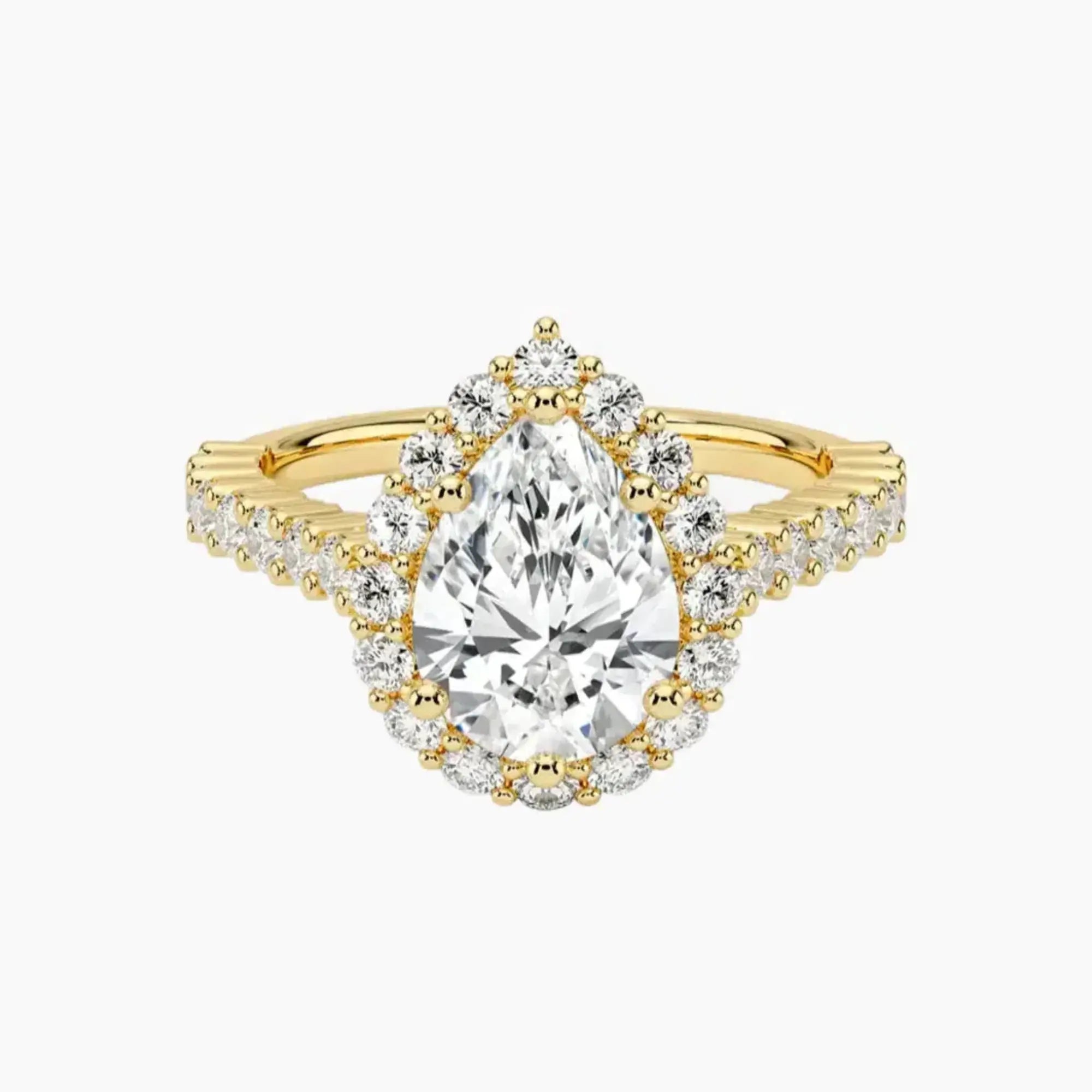Fiora Pave Pear Designer 2.5 Carat Lab Grown Diamond Engagement Ring in 18K Rose Gold