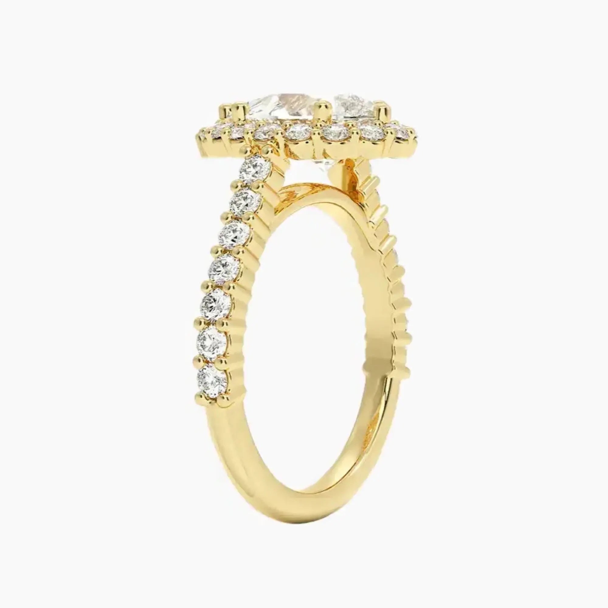 Fiora Pave Pear Designer 1.5 Carat Lab Grown Diamond Engagement Ring in 14K White Gold