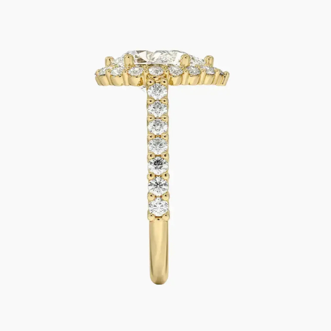 Fiora Pave Pear Designer 2 Carat Lab Grown Diamond Engagement Ring in 18K Yellow Gold