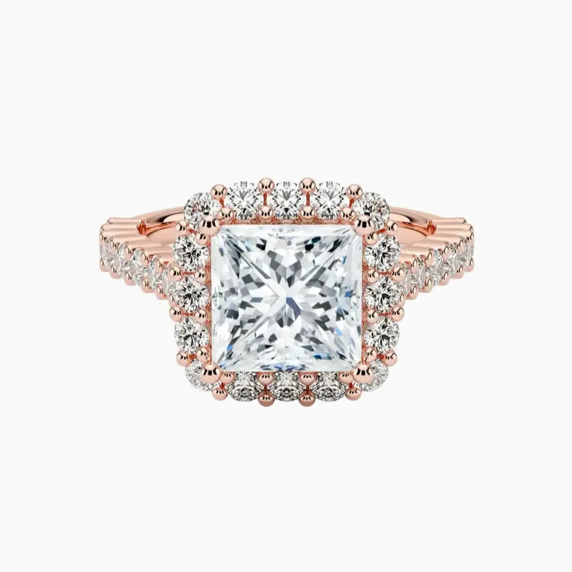 Fiora Pave Princess Designer 2 Carat Lab Grown Diamond Engagement Ring in 14K Yellow Gold