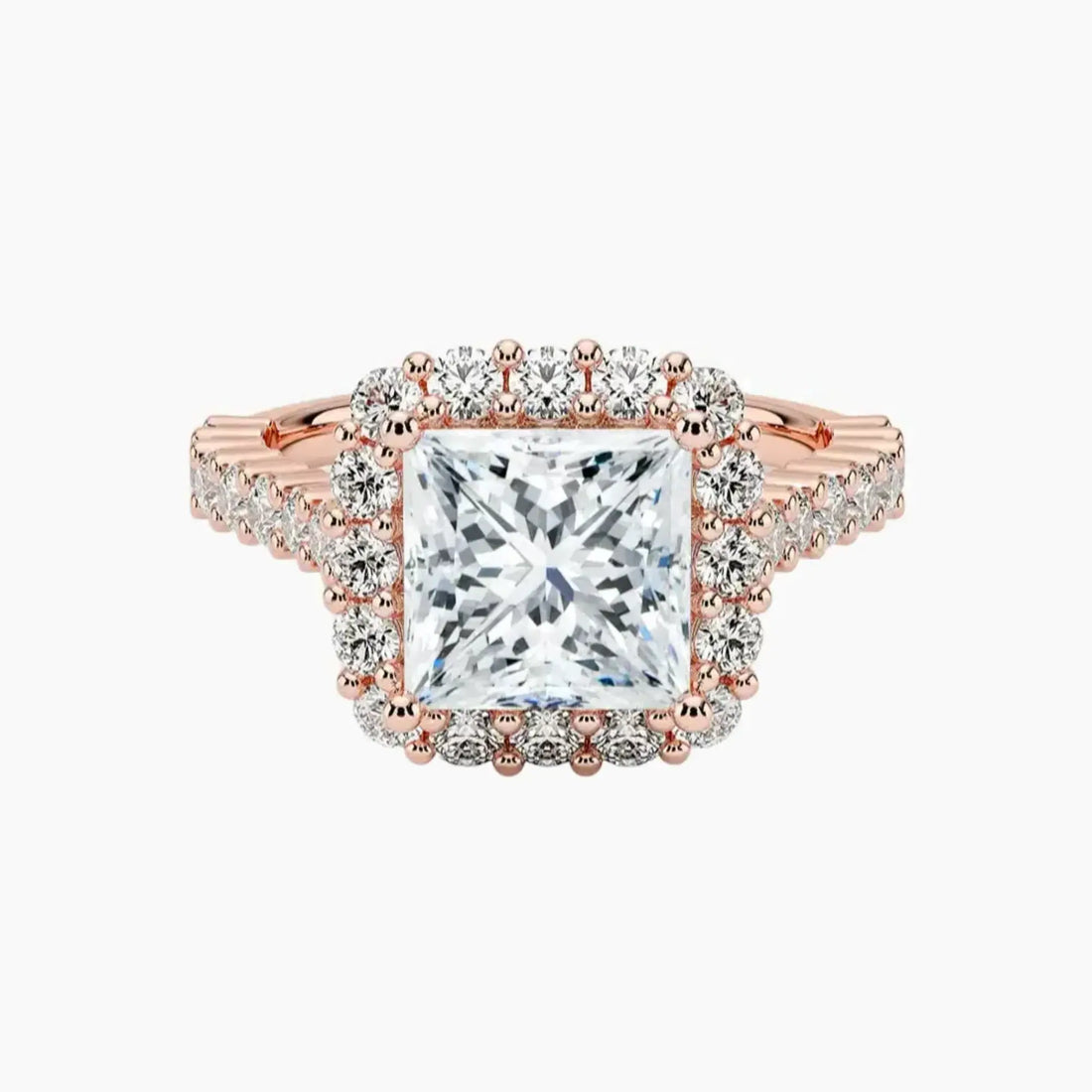 Fiora Pave Princess Designer 1.5 Carat Lab Grown Diamond Engagement Ring in 14K Yellow Gold