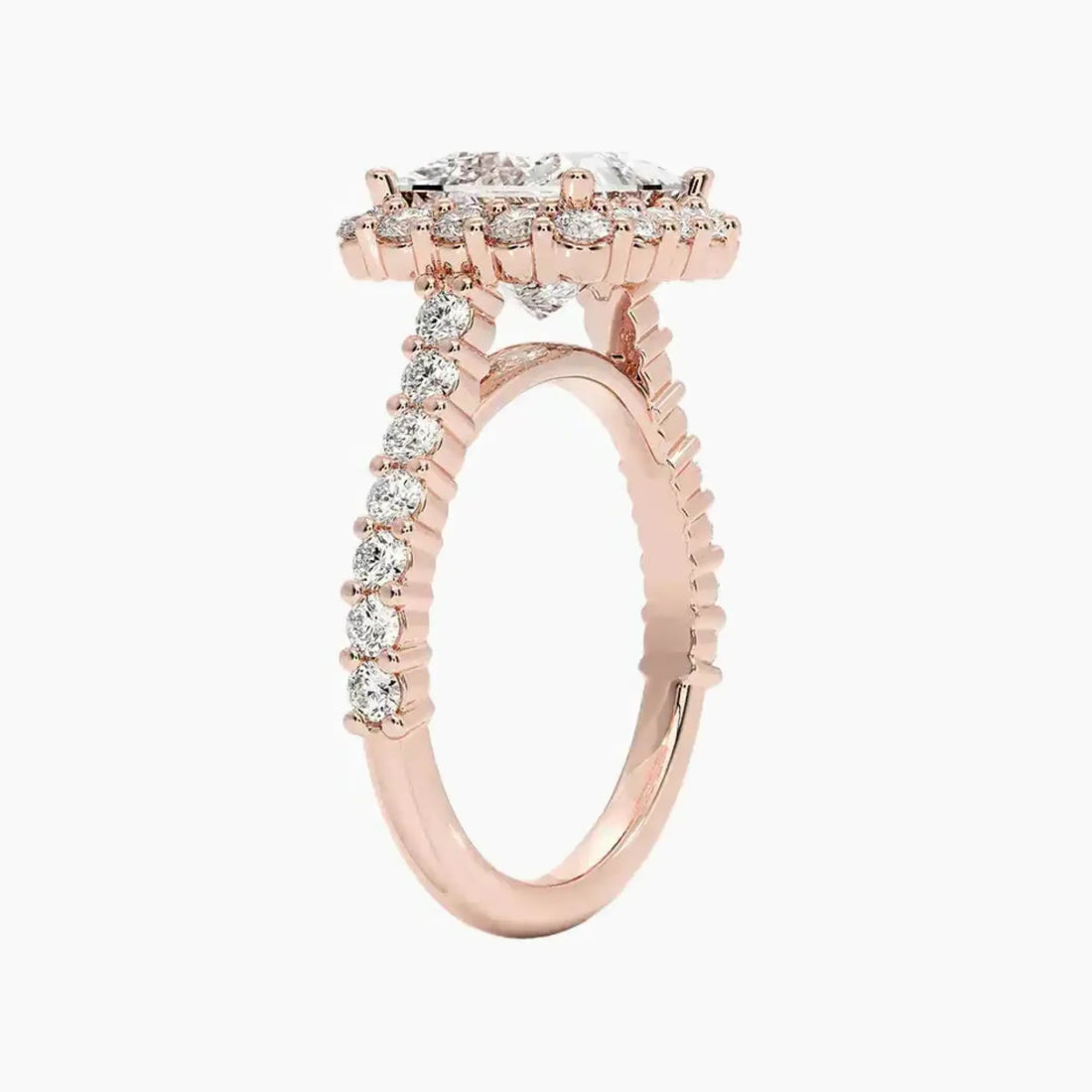 Fiora Pave Princess Designer Diamond Ring Setting in 14K Yellow Gold