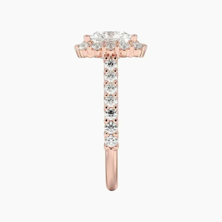 Fiora Pave Princess Designer 2.5 Carat Lab Grown Diamond Engagement Ring in 18K Yellow Gold