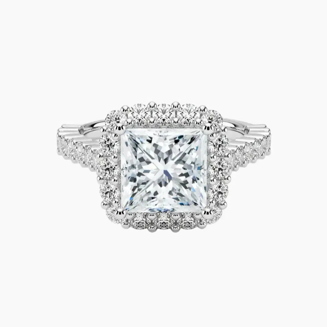 Fiora Pave Princess Designer 2 Carat Lab Grown Diamond Engagement Ring in 18K Rose Gold